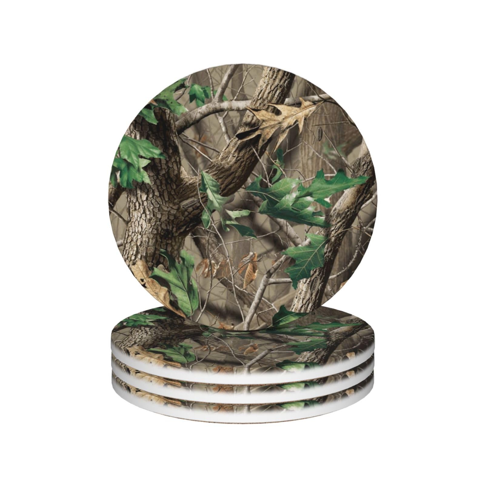 Dessous de verre en céramique Hardwoods vert camouflage lot de 4