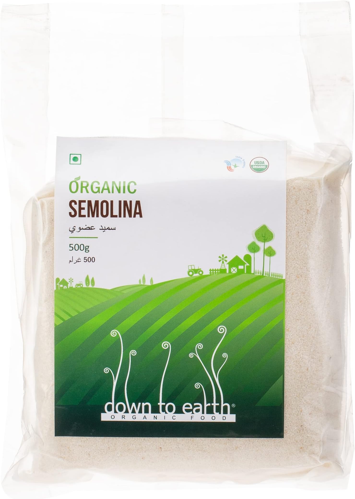 Down To Earth Organic Semolina, 500 gm