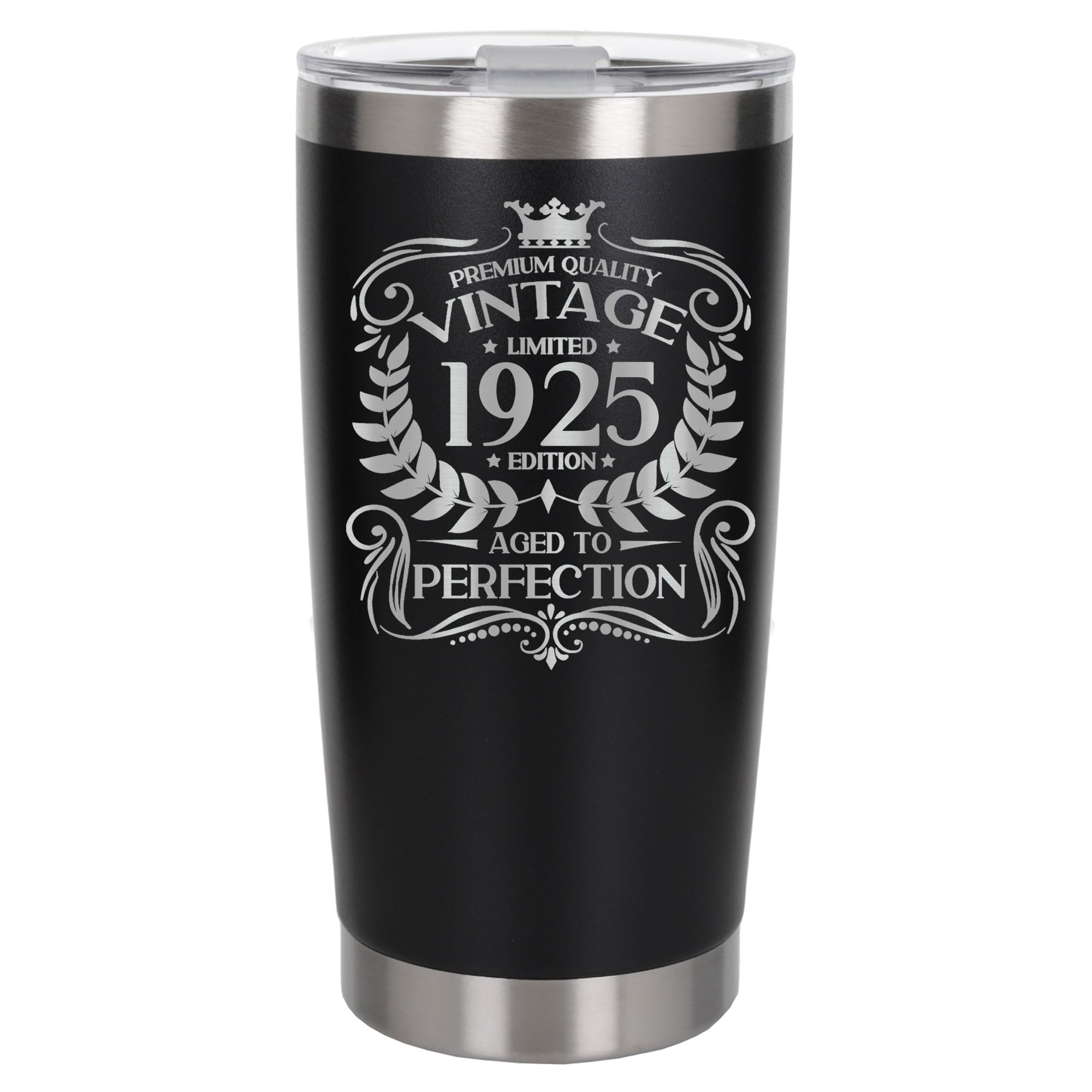 Always Looking Good 101st Birthday Gift Vintage 1925 Aged to Perfection Engraved Insulated Travel Mug Present for 101 Year Old Black Thermal Coffee Flask Travel Mugs with Lids