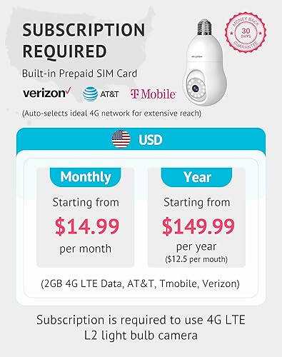 Vista 20 de LaView Cámara de seguridad de bombilla de 4MP 2.4GHz, cámaras de seguridad 2K de 360° inalámbricas para exteriores e interiores, a todo color día