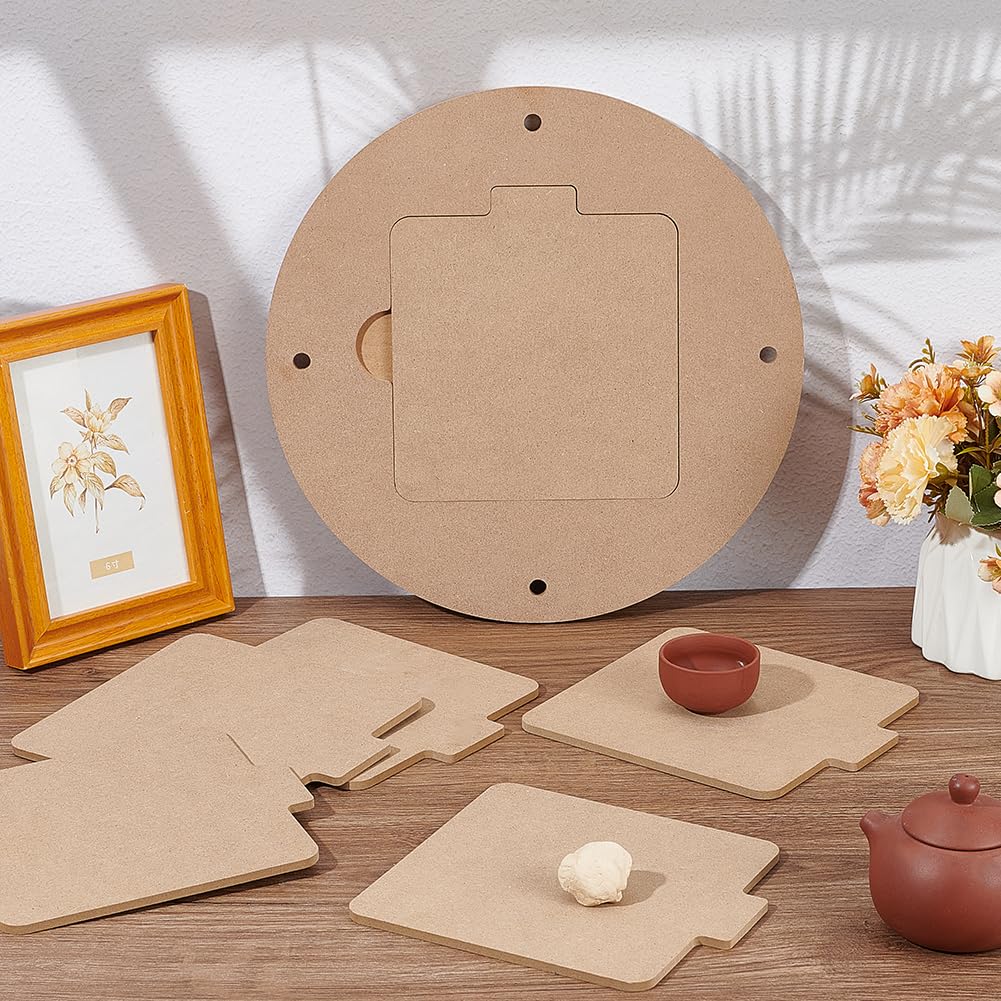 PH PandaHall Töpferscheiben-Set - 6 Quadratische + 1 Runde Platte