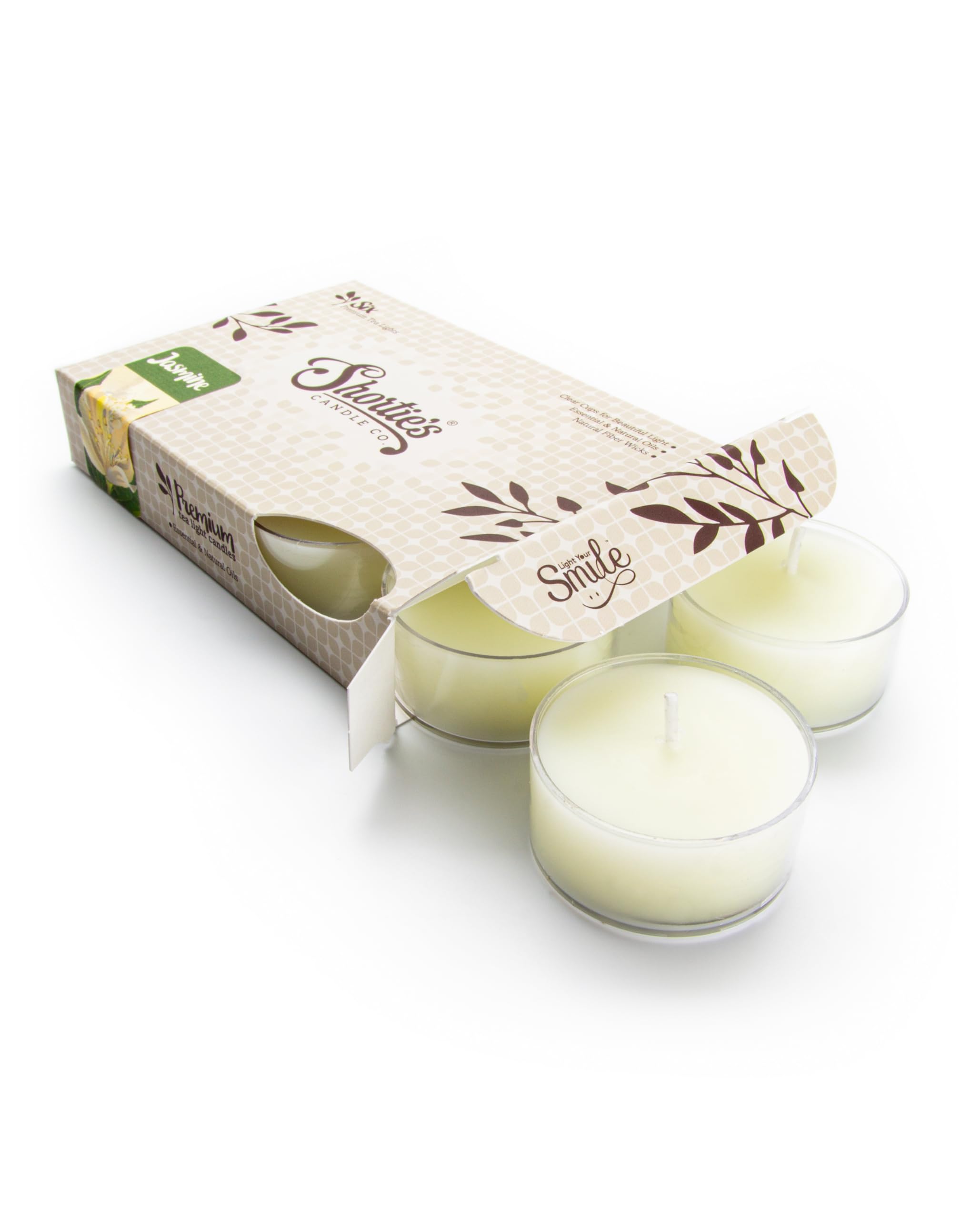 Pure Jasmine - Candele tealight di alta qualità, altamente profumate con oli naturali, 6 lumini gialli, bellissime candele a lume di candela, prodotte negli Stati Uniti, collezione Flower & Floral