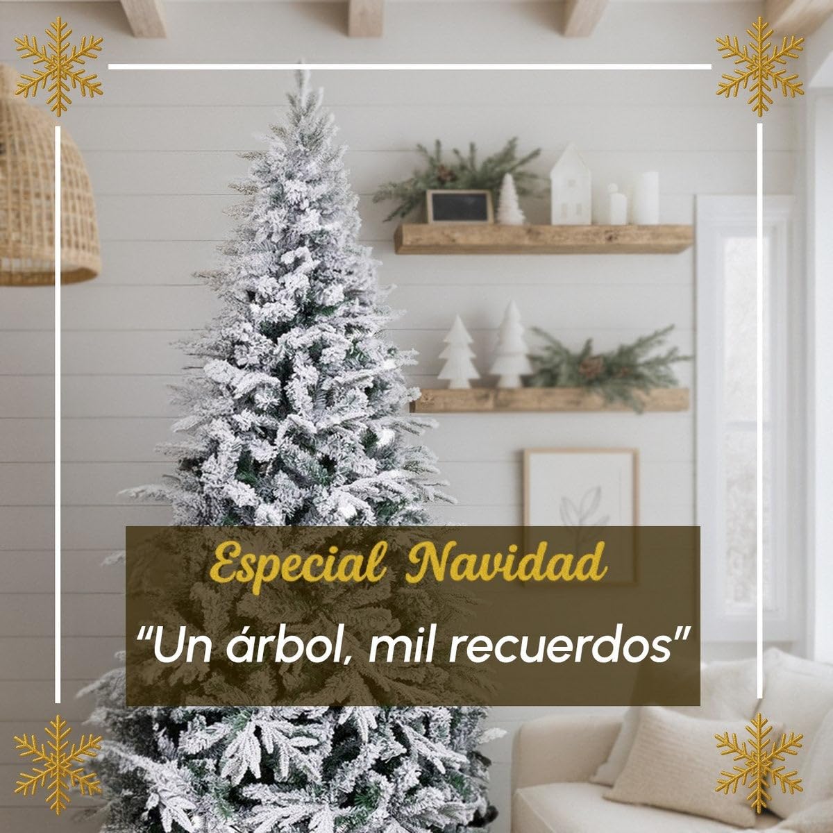 Árbol de Navidad artificial plegable nevado verde y blanco de 210 cm