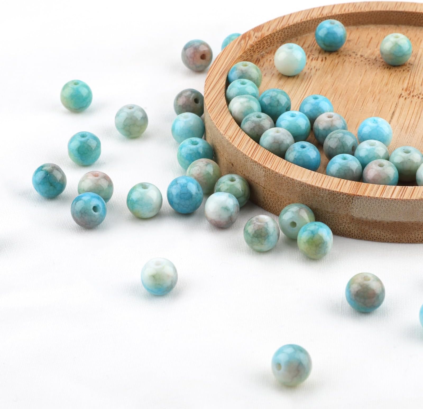 100 Pcs Glass Beads 8mm Gemstone Beads Colour 5 Bead for Jewelry Making Round Loose Bead with Holes Crystal Bracelet Making Kit Suitable for DIY Bracelet and Necklace Jewellery