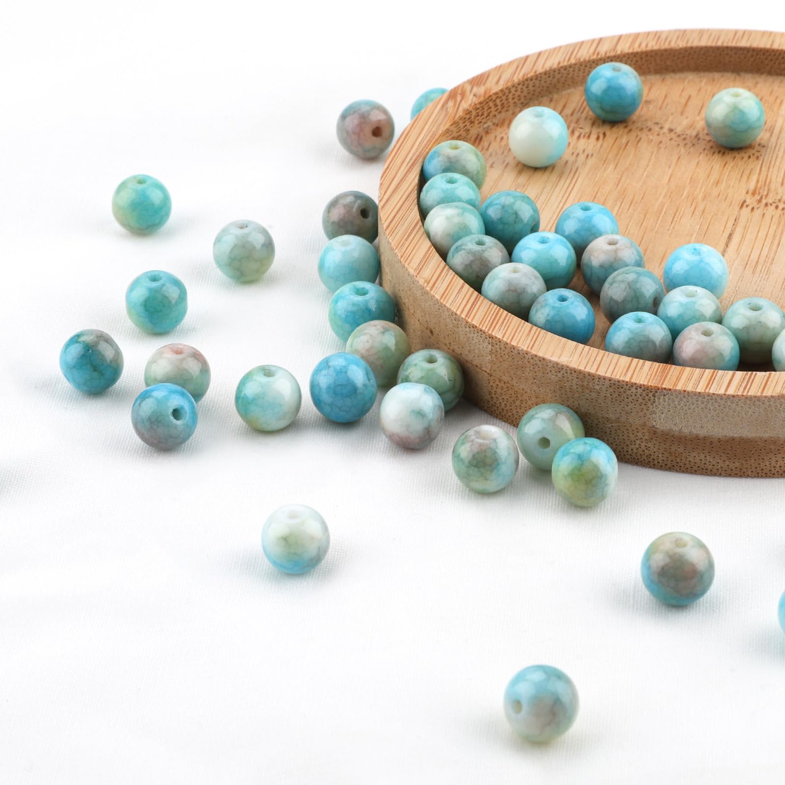 100 Pcs Glass Beads 8mm Gemstone Beads Colour 5 Bead for Jewelry Making Round Loose Bead with Holes Crystal Bracelet Making Kit Suitable for DIY Bracelet and Necklace Jewellery