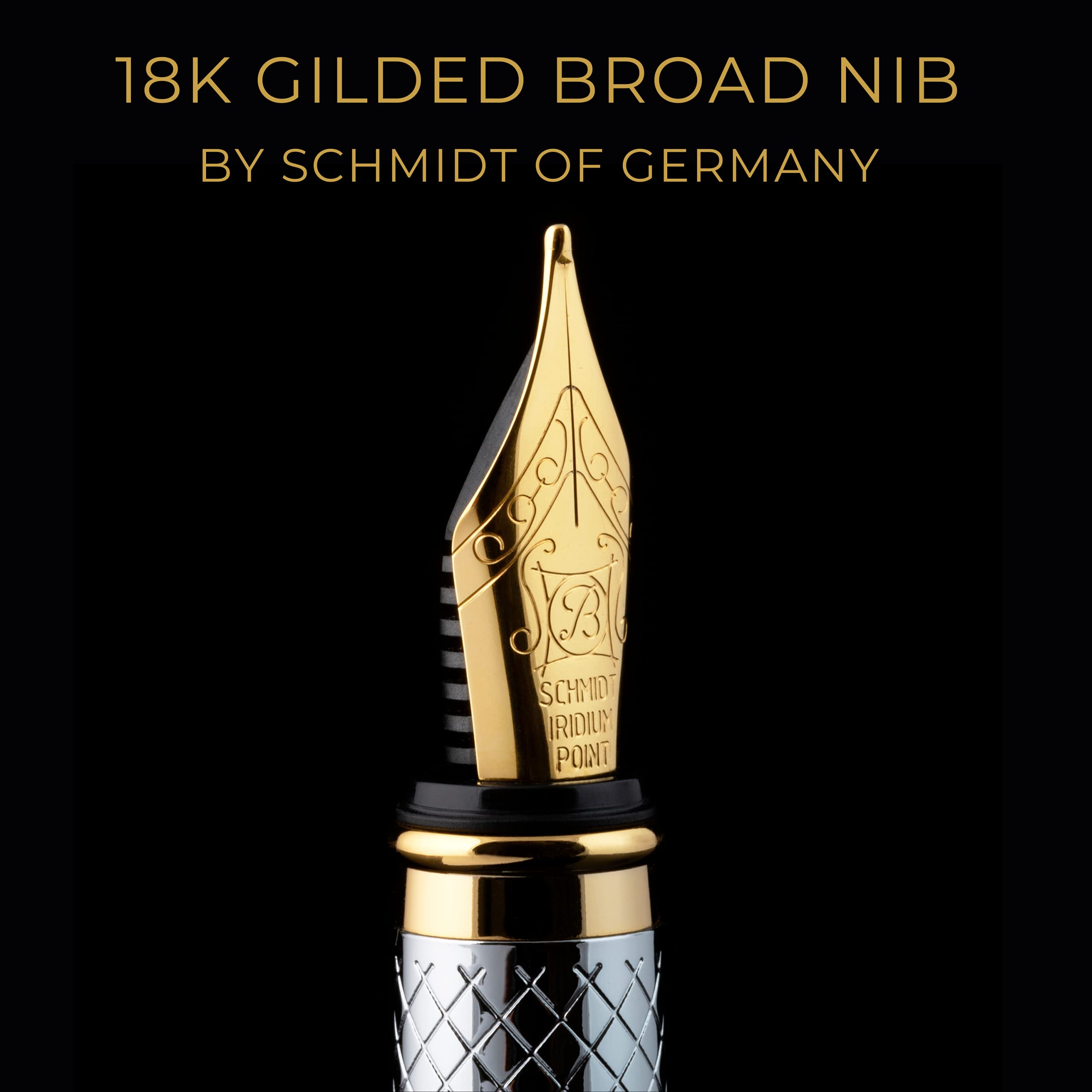 Zilver Chrome Vulpen Scriveiner Prachtige Pen Met 24K Gouden Afwerking Schmidt 18k Vergulde Penpunt Medium Beste Gift Set Voor Mannen En Vrouwen Professioneel Uitvoerend Kantoor 1011796698