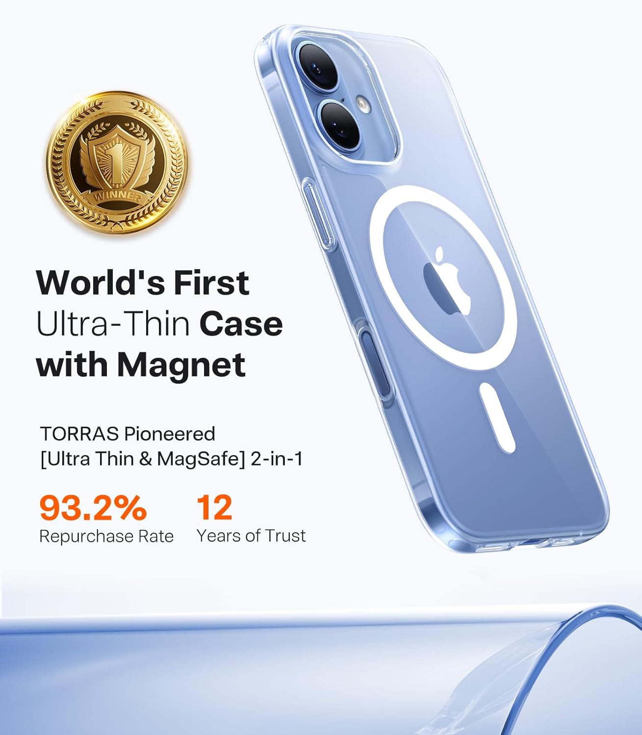 TORRAS Magnetic Slim Fit for iPhone 17 Case, Ultra-Thin Compatible with MagSafe, Stronger Magnetic   Thinner, Lightweight Matte Anti-Scratch Hard PC Cover Phone Case for iPhone 17, Clear