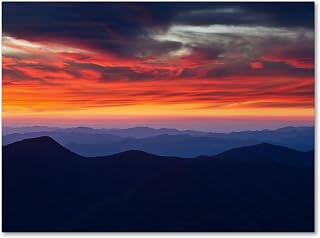 Trademark Fine Art Mount Mitchell Sunset by Pierre Leclerc Canvas Wall Artwork, 14 by 24-Inch