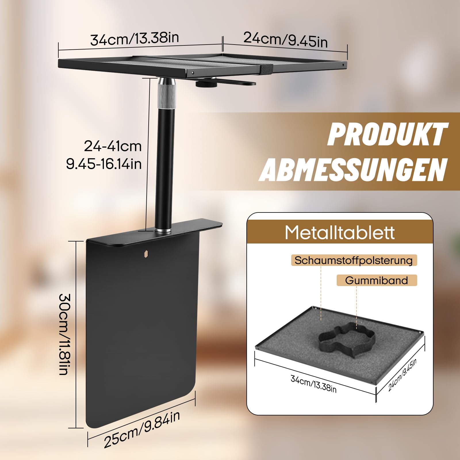 Projektorhalterung für Bett und Sofa, Verstellbare Ständerlänge 24-41cm, Verstecktes Design Bed Sofa Beamer Halterung, Kompatibel mit 99% Projektoren XGI-MI Nebu-la Van-KYO Ep-Son (24-41cm)