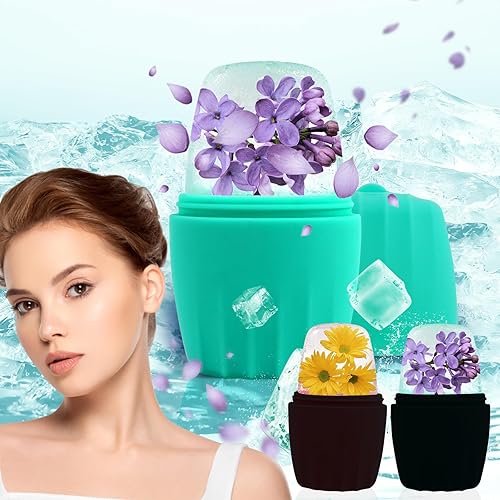 Miniatura 7 de Rodillo de hielo para cara, silicona Qewro para tonificar la piel, alivio de la hinchazón de los ojos, molde de rodillo de hielo para cuello,