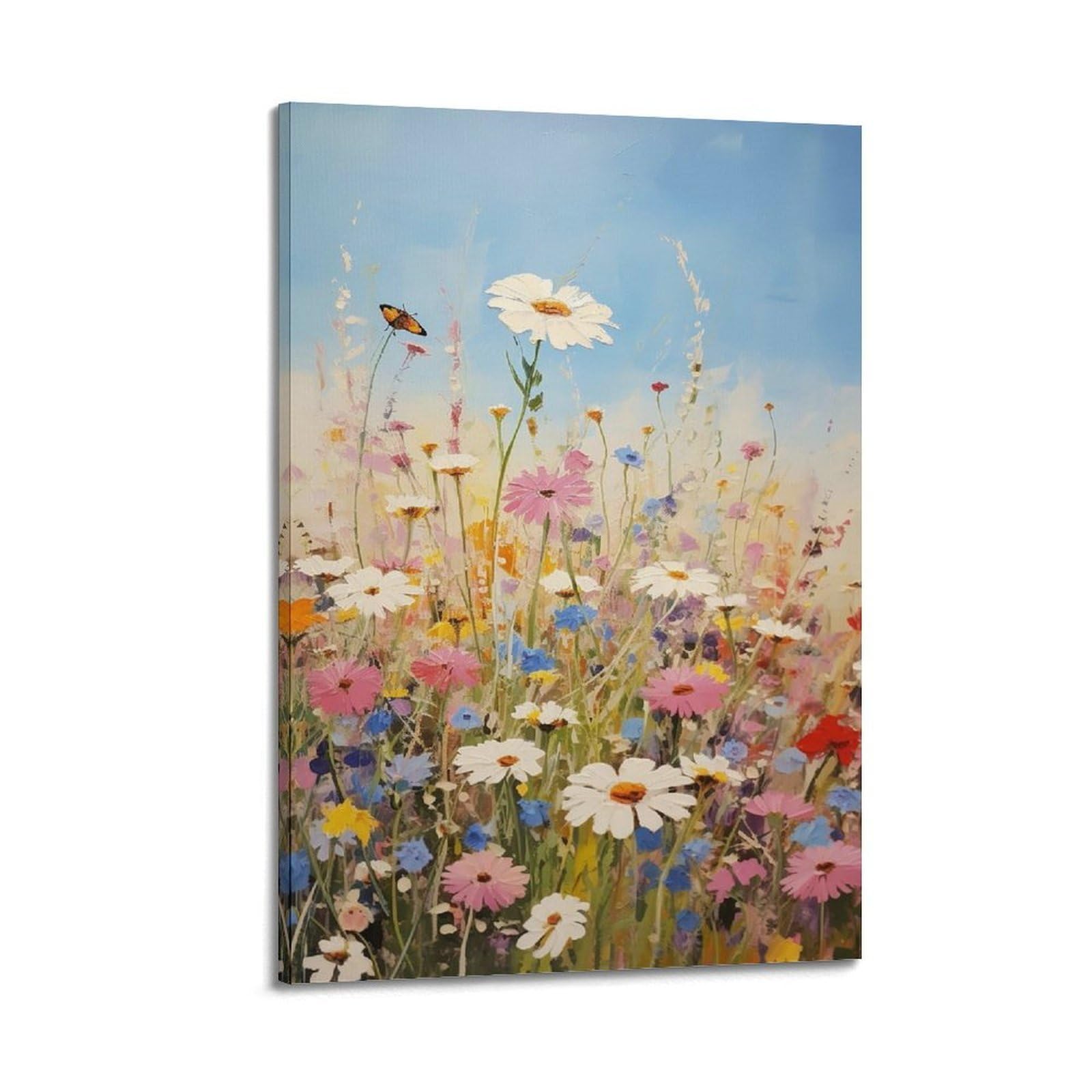 XKUGA Cozy Flower Butterflies Zen Healing Poster Modern Decorative Canvas Prints - Ideal Wall Art for Family, Man Cave, Game Room, Boys & Girls Bedroom 20x30inch(50x75cm)