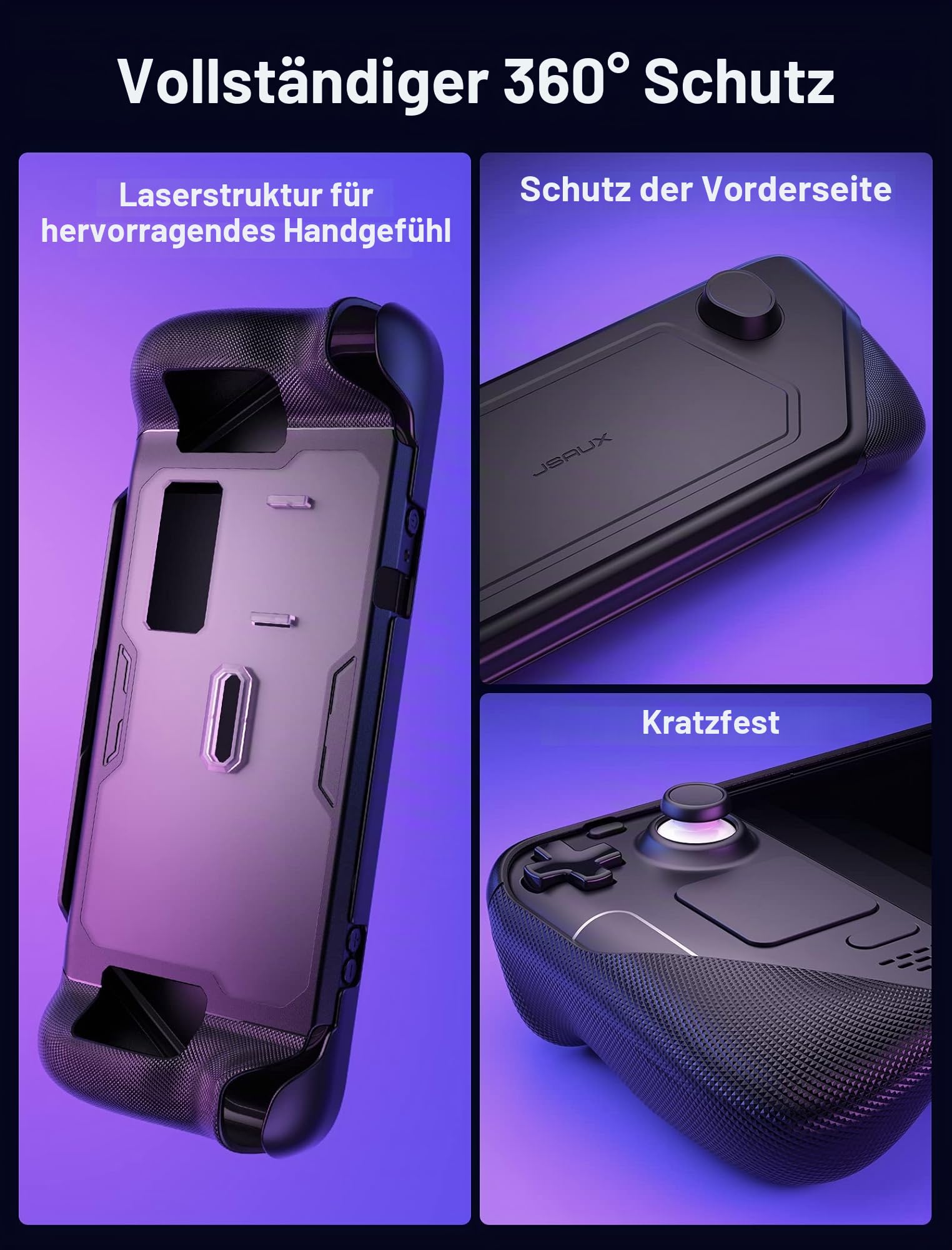 JSAUX ModCase Compatibel Mit Valve Steam Deck/OLED, PC0104 Modulares Steam Deck Hülle mit Abnehmbare Frontschale Zubehör umfasst Schutzhülle, Gesichtsabdeckung, Metallhalterung und Riemen - Basic Set