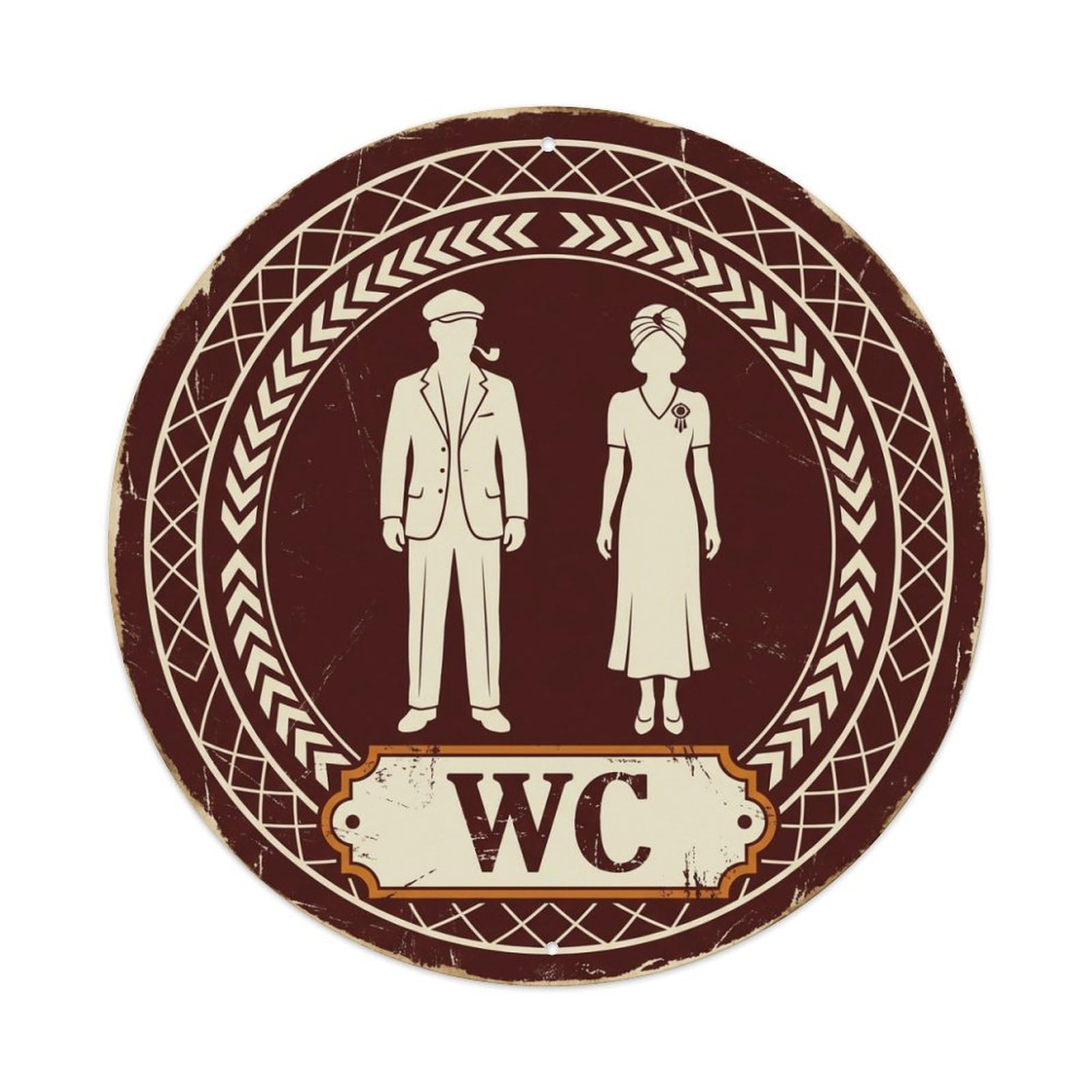 WC Art Deco Restroom Sign Ladies Gents Metal Tin Sign