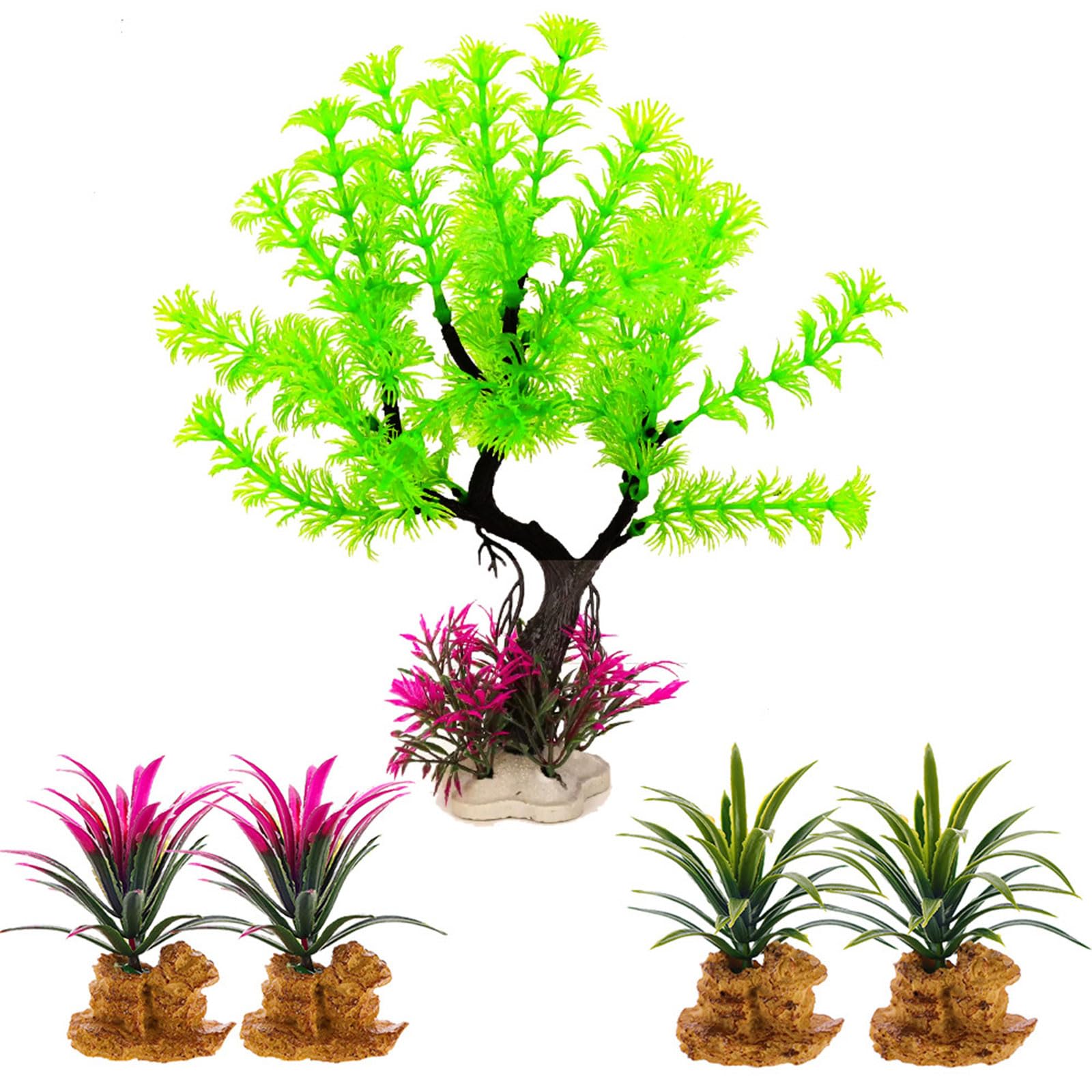 Snorvixre Simulation Artificial Green Plant with Resin Base Life Like Tree Fishtanks Decoration for Aquariums Underwater Landscape Aquariums Plant