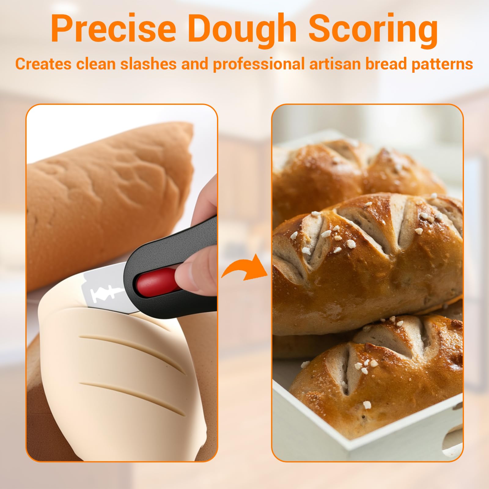 Bread Lame with 11 Blades Magnetic Sourdough Bread Scoring Tool Sour Dough Baking Knife Supplies Scorer (Black) - 4