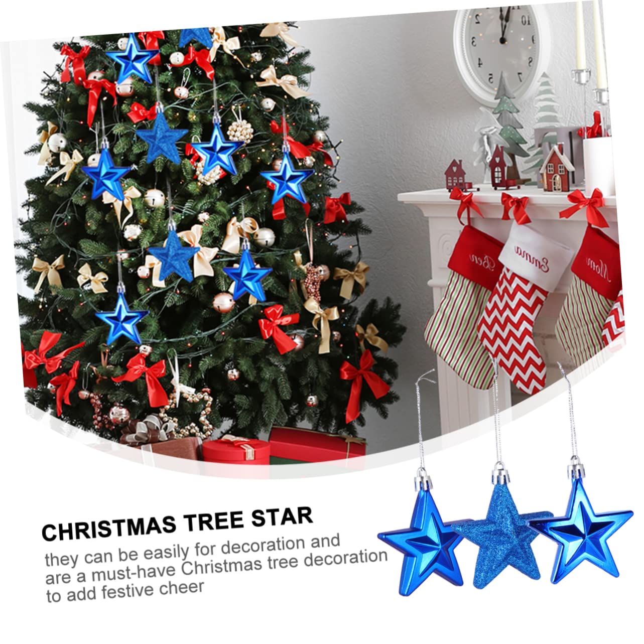 3 Set Di Bellissimi Ornamenti Per Lalbero Di Natale Decorazioni A Forma Di Stella Sicuri Per La Pelle Per Casa Ufficio Scuola Hotel 18 Pezzi * 3