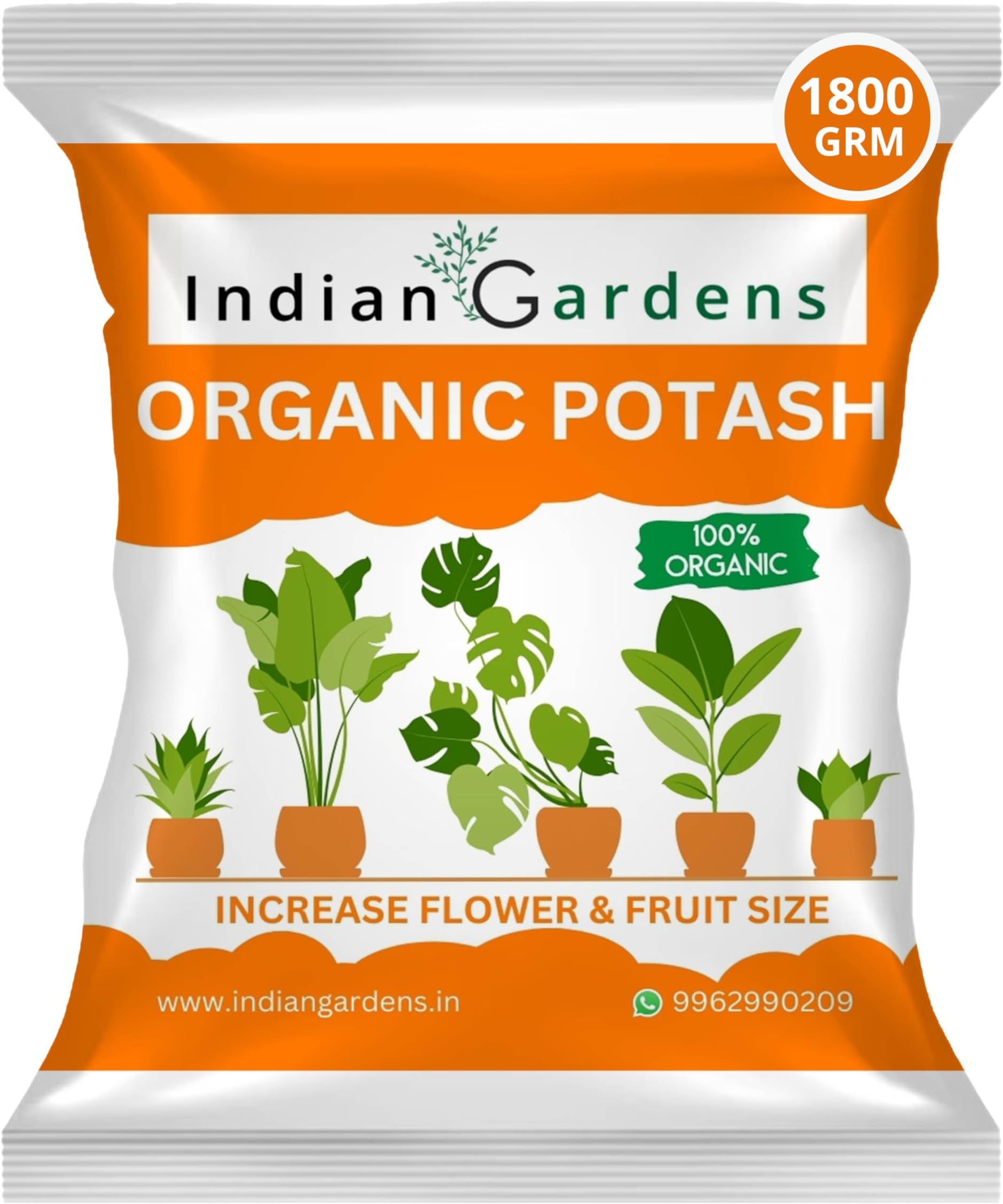 Indian Gardens - Organic Bio Potash Fertilizer | Plant Nutrient Supplement | Slow Release Granules For Plants and Home Garden - 1800 Grams
