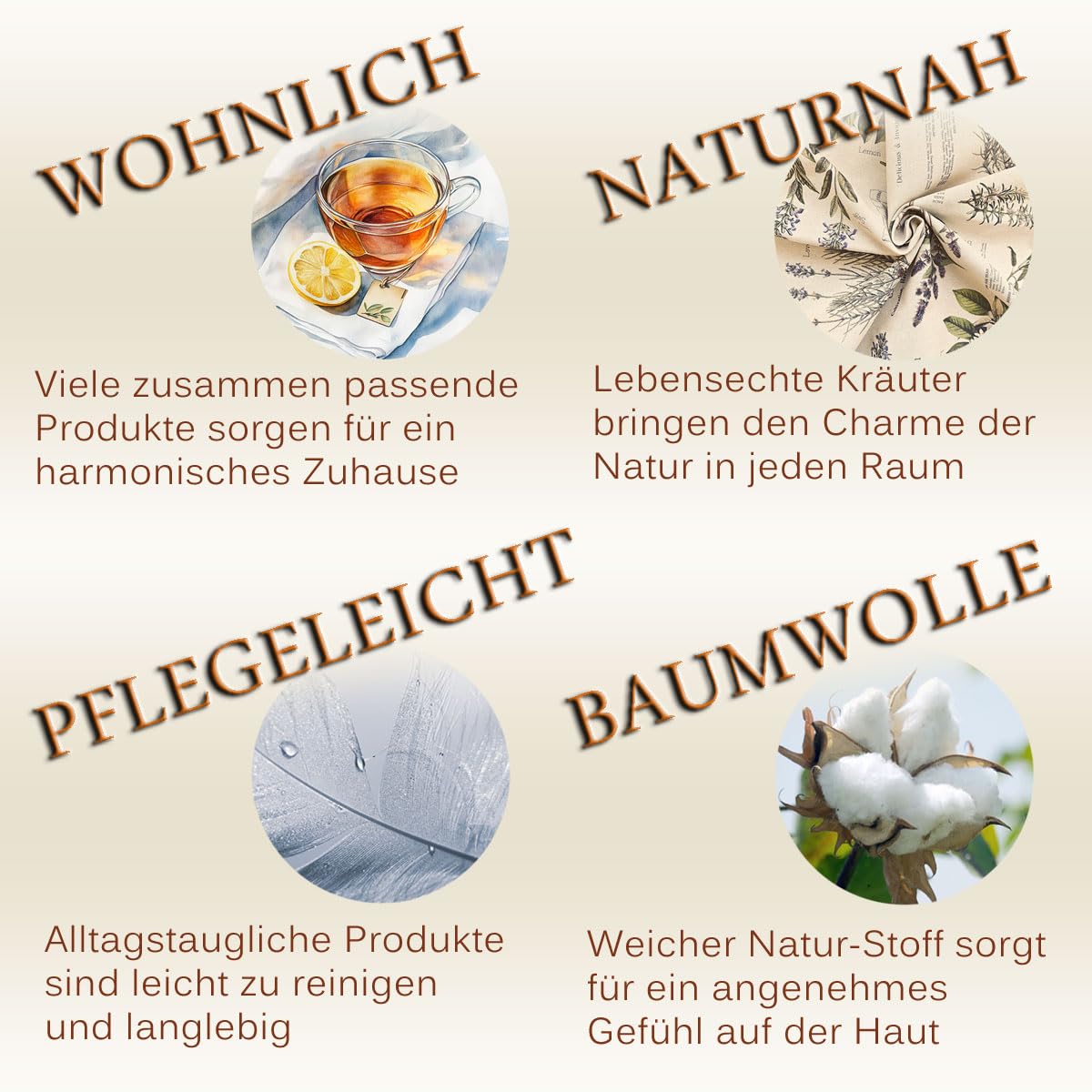 Topflappen Kräutercharme Liora – hochwertiger Hitzeschutz im 2er Pack | dick gefütterter Untersetzer mit Zitronen und Küchen-Kräutern | 2 quadratische Küchenhelfer in Leinen-Optik