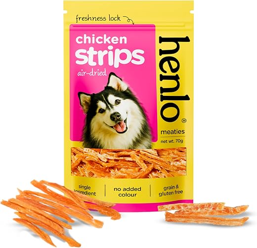 Henlo Chicken Strips for Dogs | High Protein, Guilt-Free & Healthy Dog Treats | Natural Training Snacks, Low Fat & Easy to...