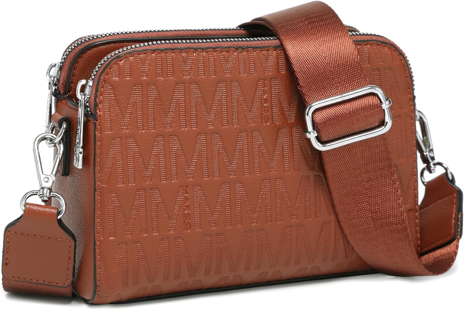 MKP COLLECTION Crossbody Bags for Women Small Shoulder Purses with Adjustable Wide Strap, Triple Zip Design