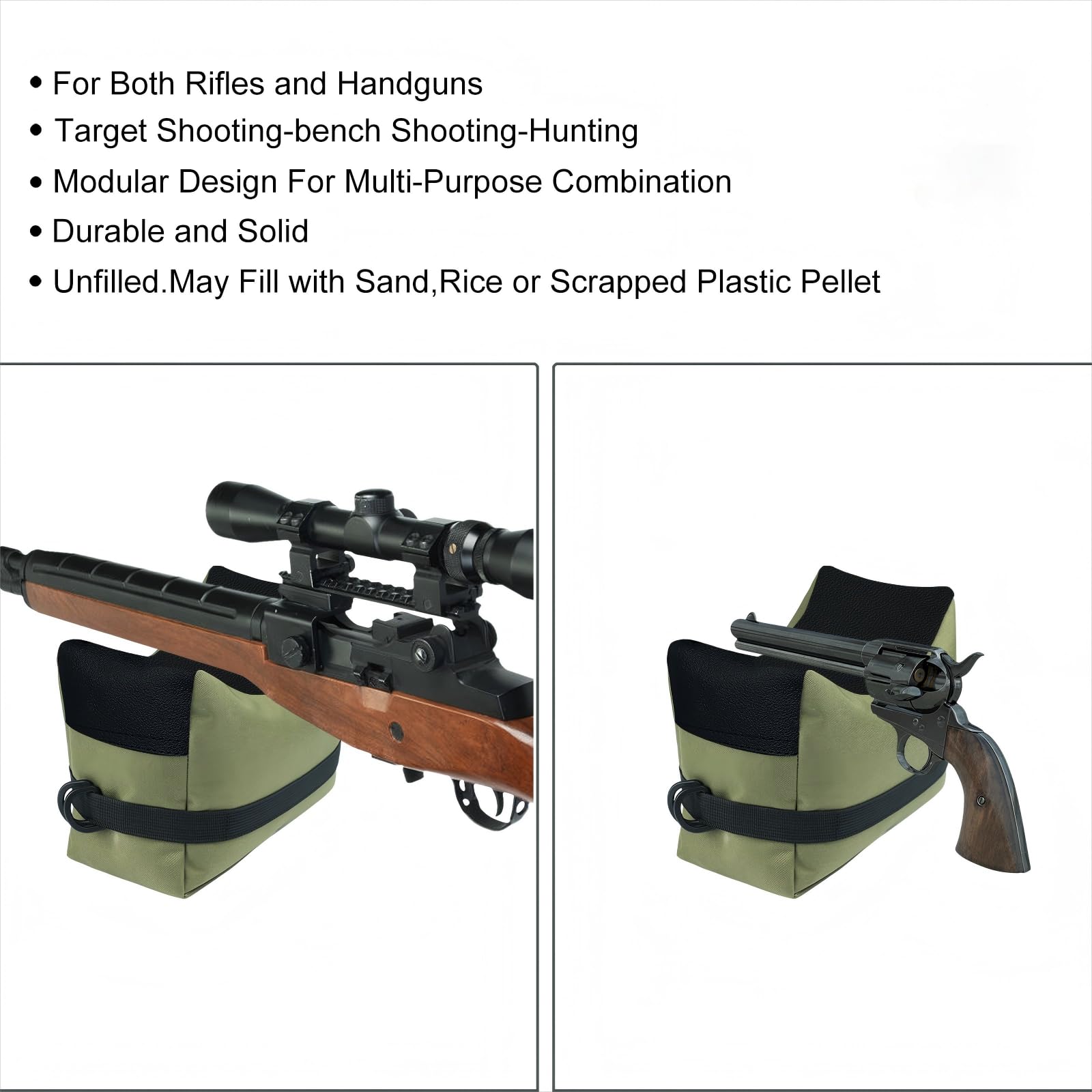 Feyachi Outdoor Schießenauflage Taschenauflage vorne & hinten Unterstützung SandBag Stand Halterungen mit 900 Denier Polyester dauerhafte Konstruktion und Wasserbeständigkeit für Gewehr Jagd