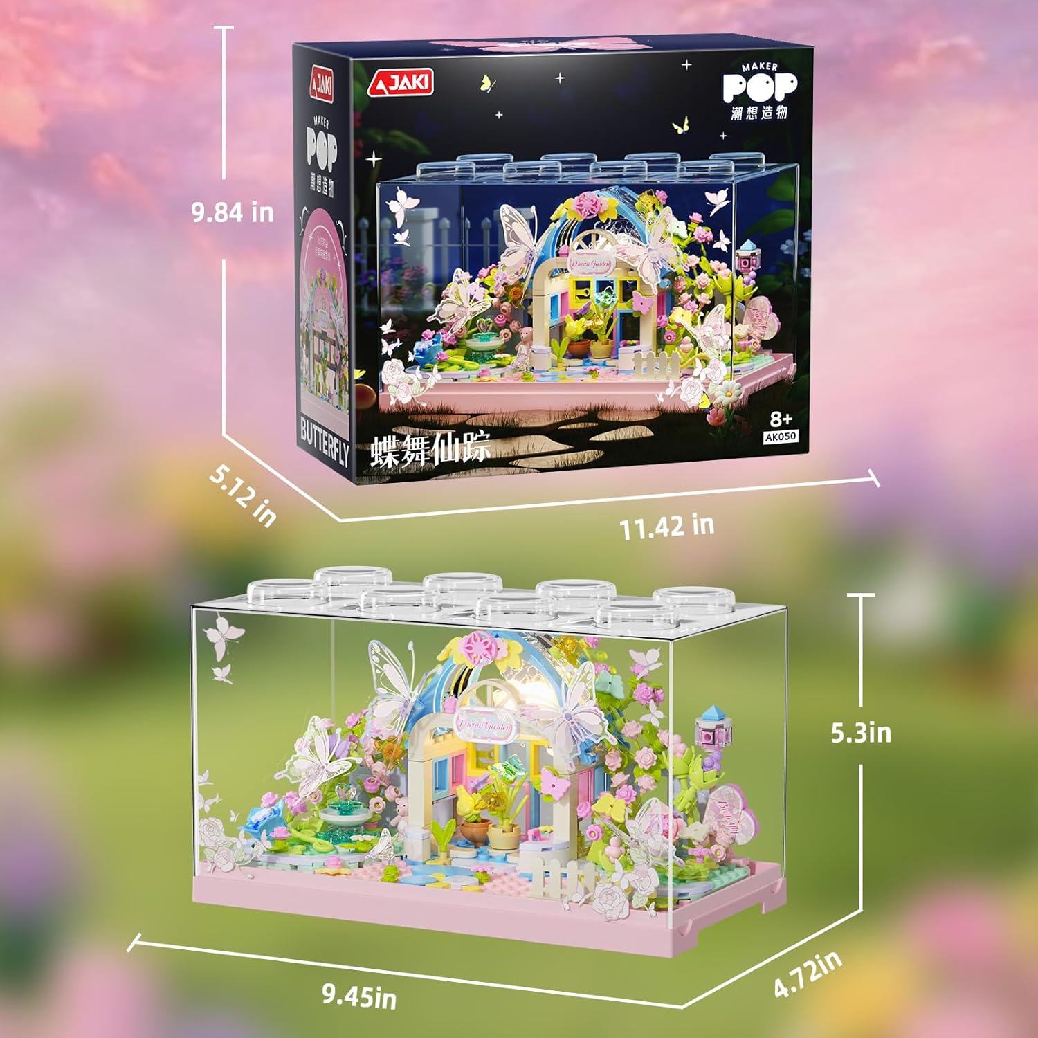 Flowers Butterfly House Building Set with LED, 437PCS Botanicals Butterfly and Flowers Garden Building Blocks Toy,Birthday Gifts for Girls Age 8-10