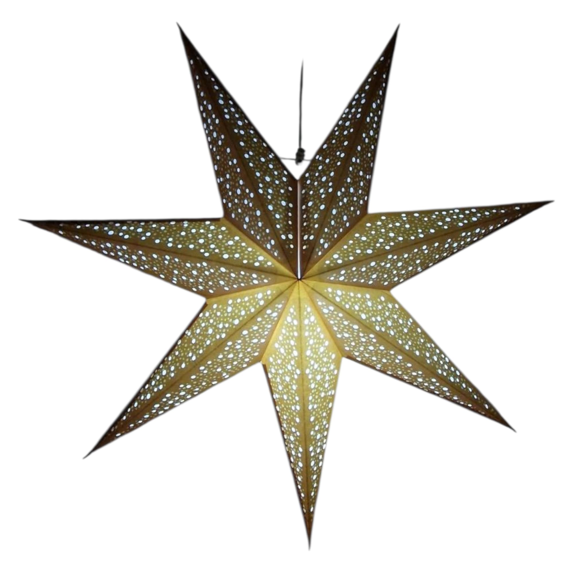YEPSIO Lantern Lampshade Paper Star Light Shades Large 60cm Hanging Decorations for Christmas Wedding Home Decoration Birthday Party Foldable 7 Pointed Star (Gold) โ image 1