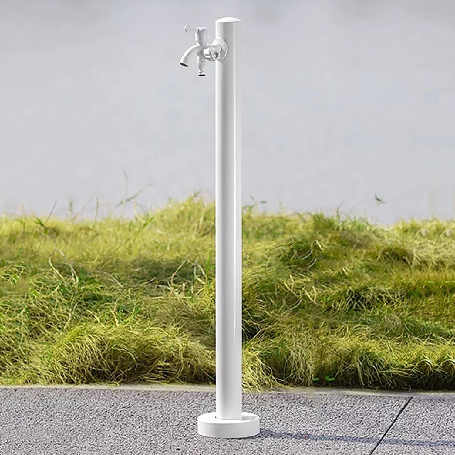 Kanduo White 304 Stainless Steel Outdoor Water Column Garden Tap，Freestanding Antifreeze Hose Faucet Extender(,95Cm/37In)
