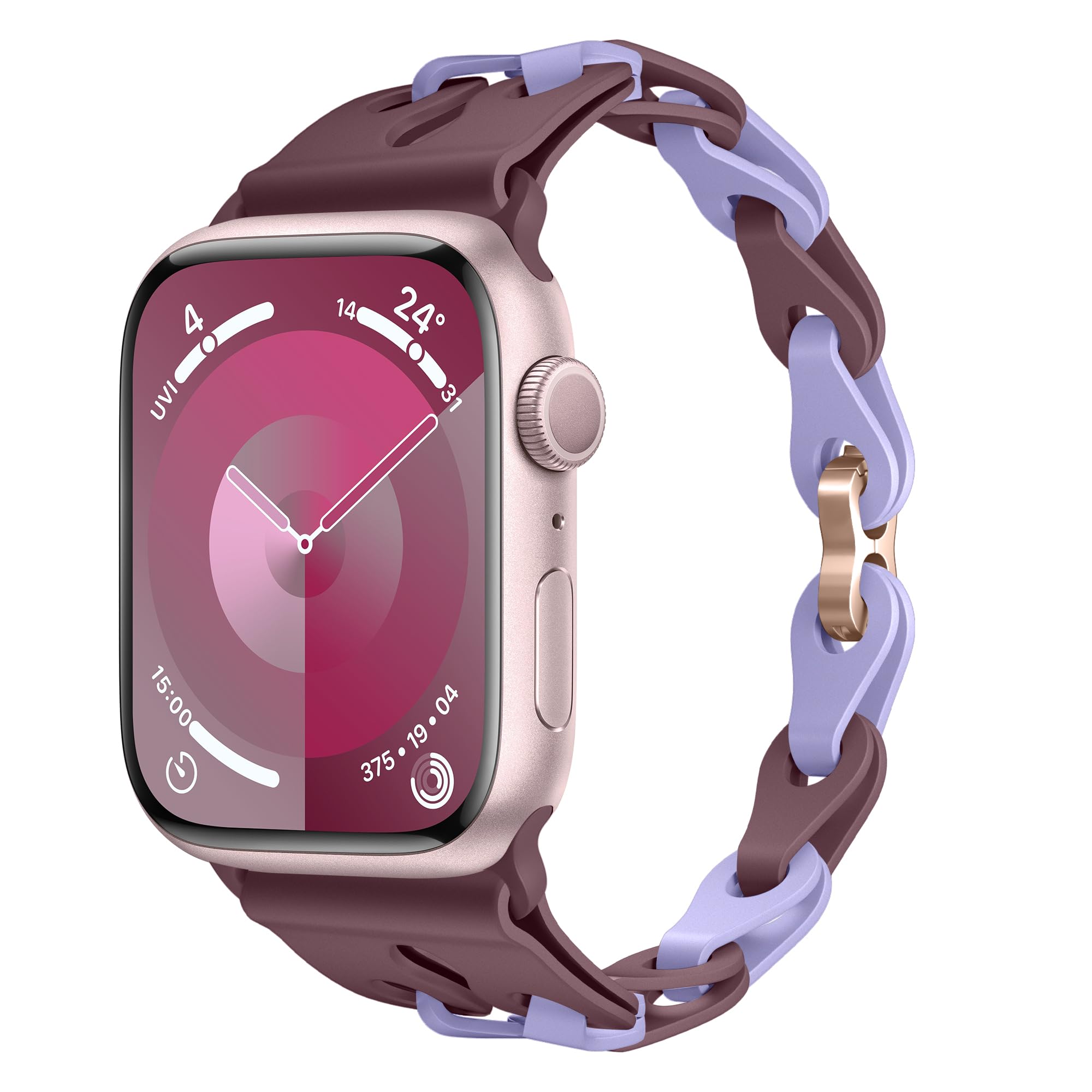 XMUXI Slim Silicone Strap Compatible with Apple Watch 40mm 41mm 42mm,Soft Sport Strap Circle Chain Wristband for iWatch SE/Series 10/9/8/7/6/5/4 Women