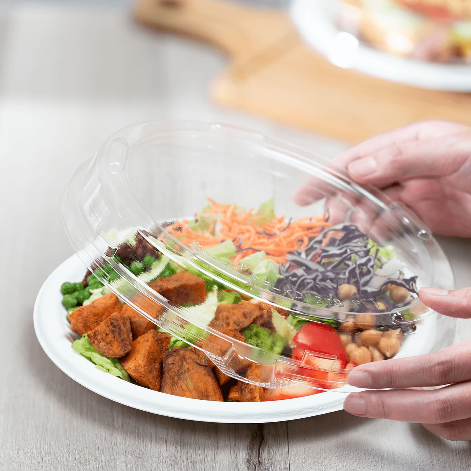Karat FP-KDL228-PET PET Dome Lid for 9" Bagasse Plates - (Case of 200)
