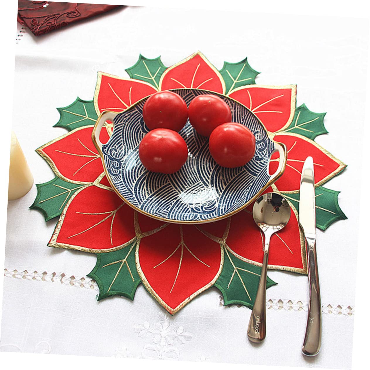HEMOTON 4pezzi Tovaglietta Natalizia Decorativa Resistente Stuoia Da Tavolo Con Motivo Festivo Per Casa e Ristorante Facile Da Pulire e Conservare Atmosfera Accogliente Per Festività
