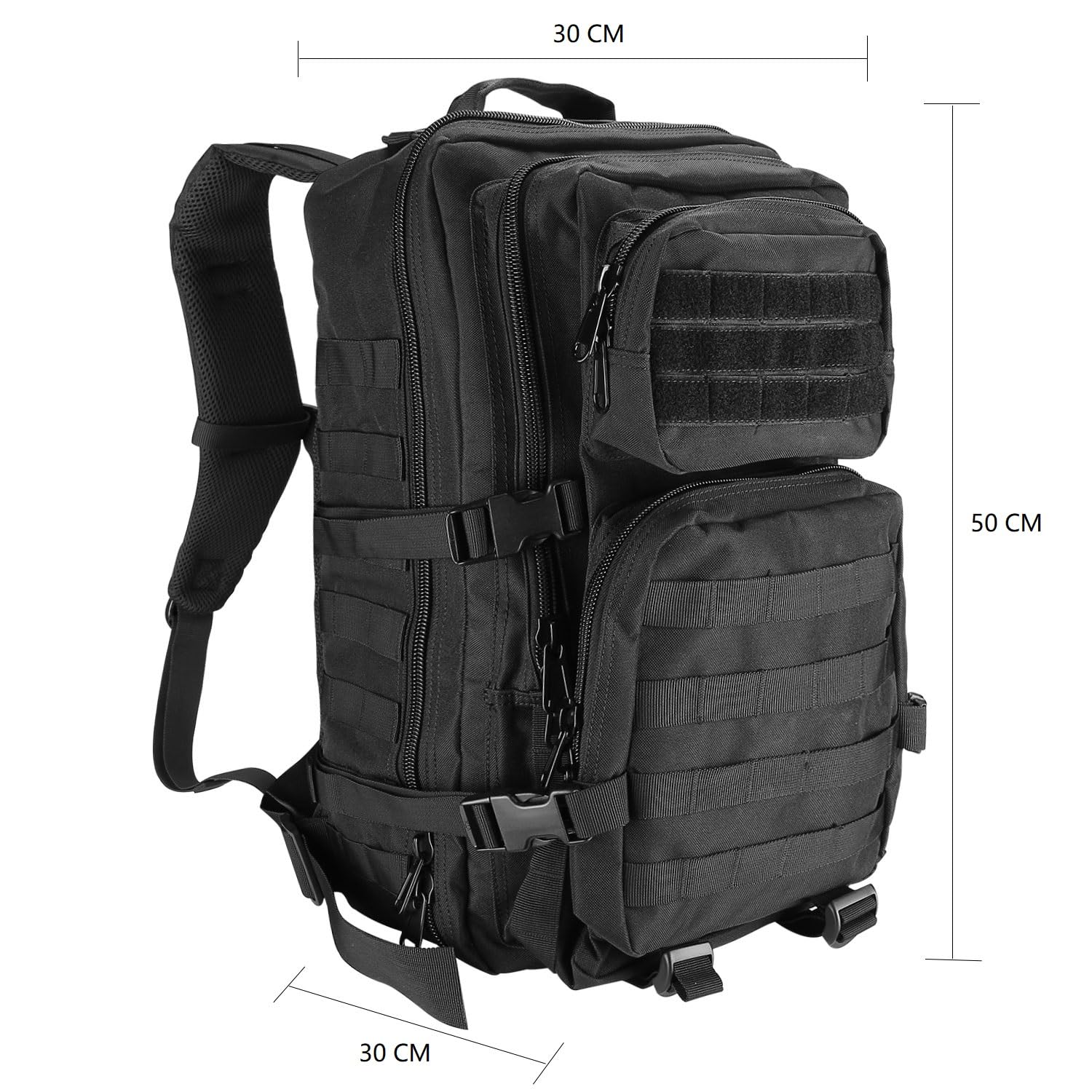 ProCase Zaino Tattico Militare 40 Litri, 3 Giorni Zaino da Viaggio Grande Capacità per Caccia, Trekking e Campeggio e Altre Attività All'aperto - Nero