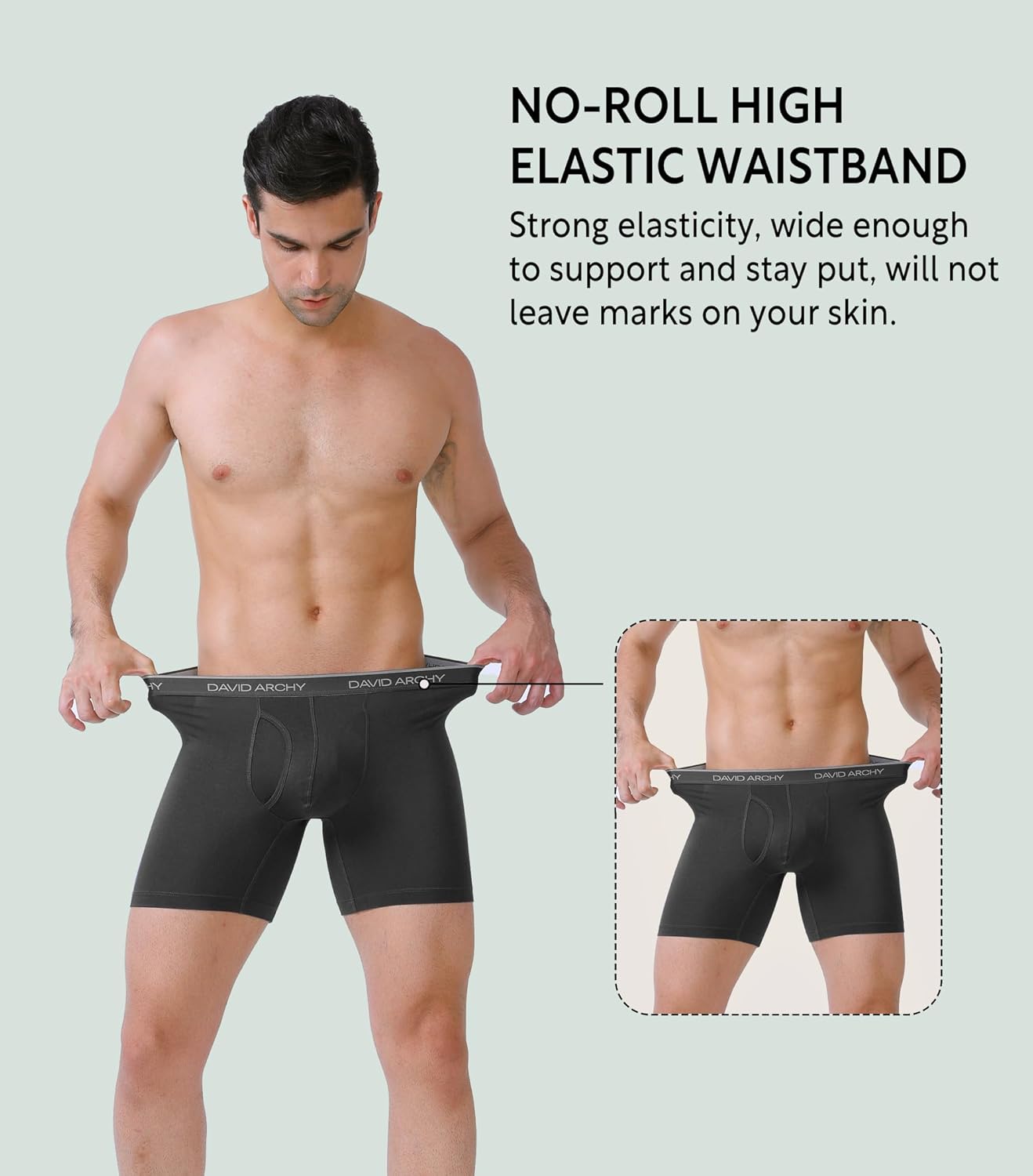 DAVID ARCHY Mens Underwear Wicking-Moisture Cooling Rayon Made From Bamboo Boxer Briefs with Support Pouch Fly 4 or 7 Pack - Image 6