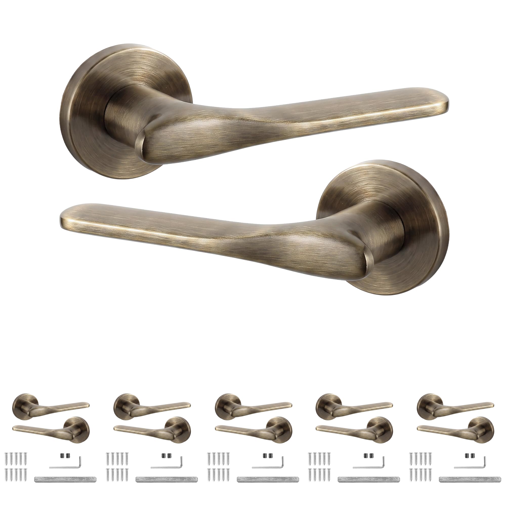 Decoranddecor Verita Antique Brass Internal Door Handles 6 Pack — image 1