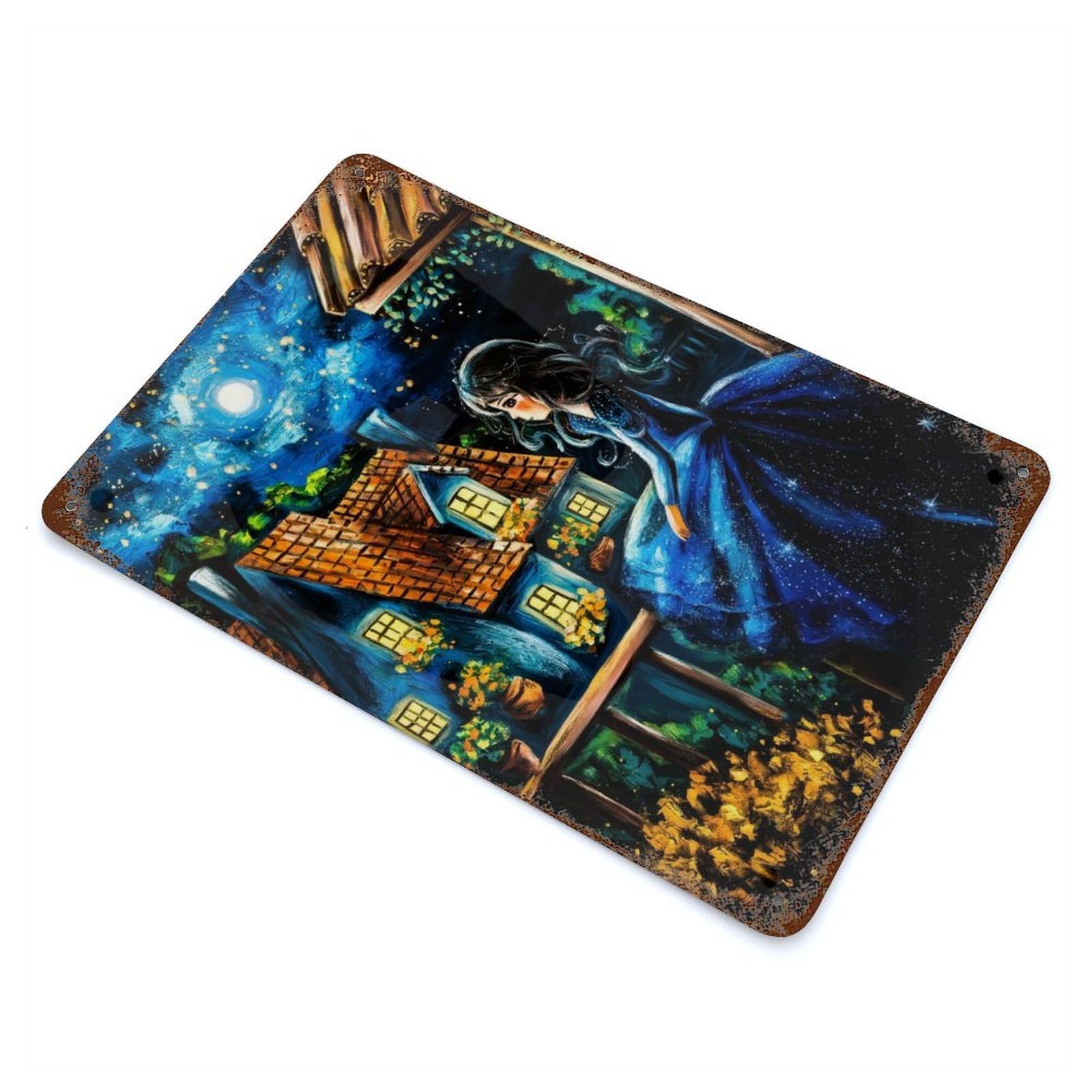 Nighttime Dream Decorative Tin Sign 11.8"x7.9", Industrial Home Decor for Garage, Pub Or Kitchen