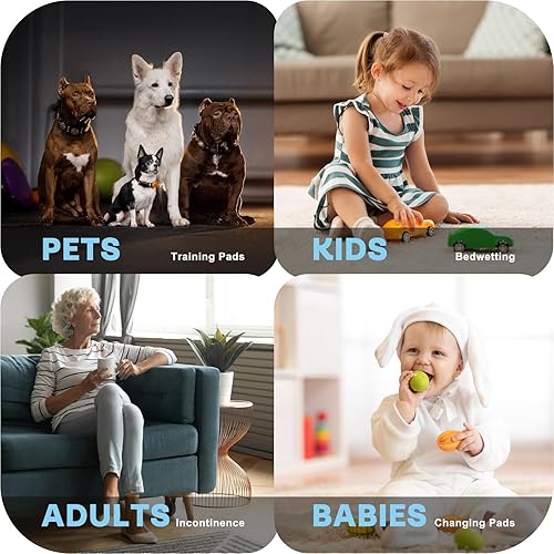 Miniatura 7 de Alsunny Almohadillas de cama impermeables de 36 x 52 pulgadas (paquete de 4), almohadillas para ocultar manchas para camas para adultos con