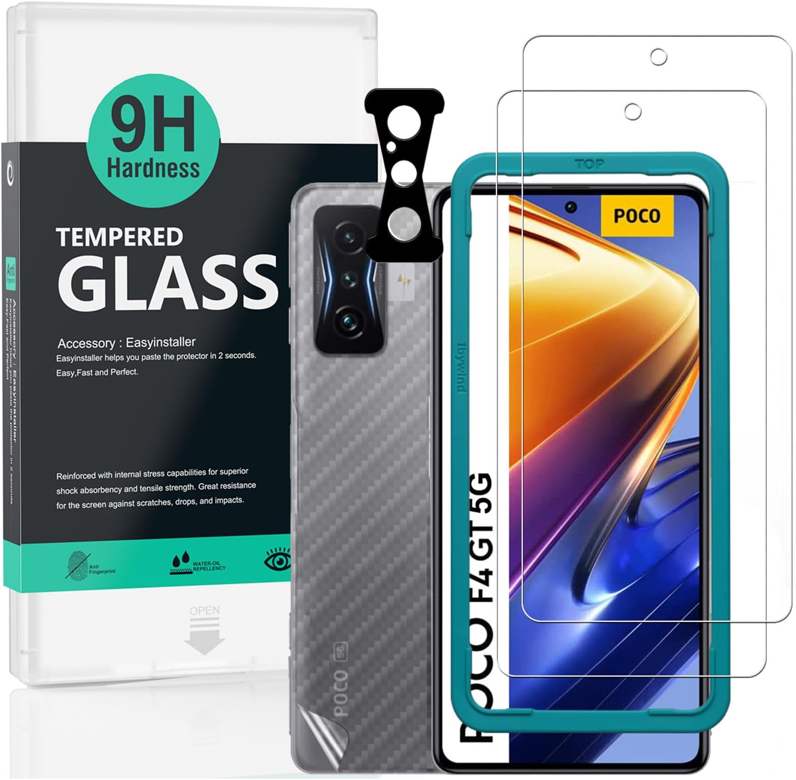 Ibywind for Xiaomi Poco F4 GT 5G Screen Protector,2 Pack,9H Hardness Tempered Glass and Camera Lens Protector,with Alignment Frame,Full Coverage,Bubble Free,Fingerprint Unlock,Scratch Resistant