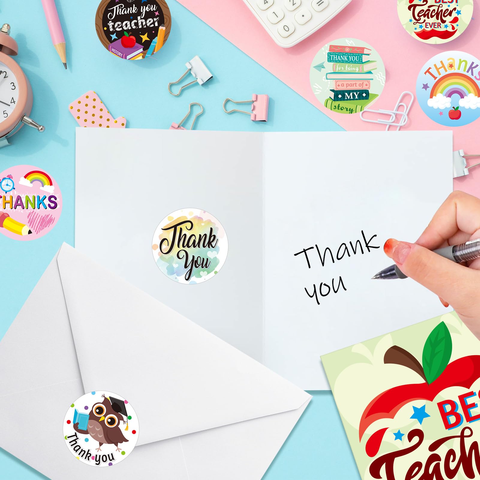 HOWAF 12 Pack Thank You Teacher Cards, Teacher Thank You Cards - Image 4
