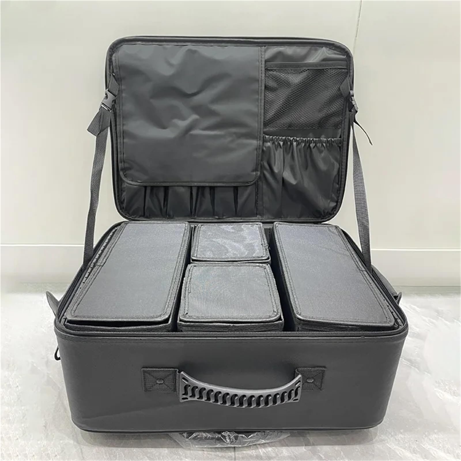 Valigia professionale for bellezza, nail art, borsa for il trucco, cassetta degli attrezzi for ricamo, organizer mobile con ruote universali for cosmetici(Black 1)
