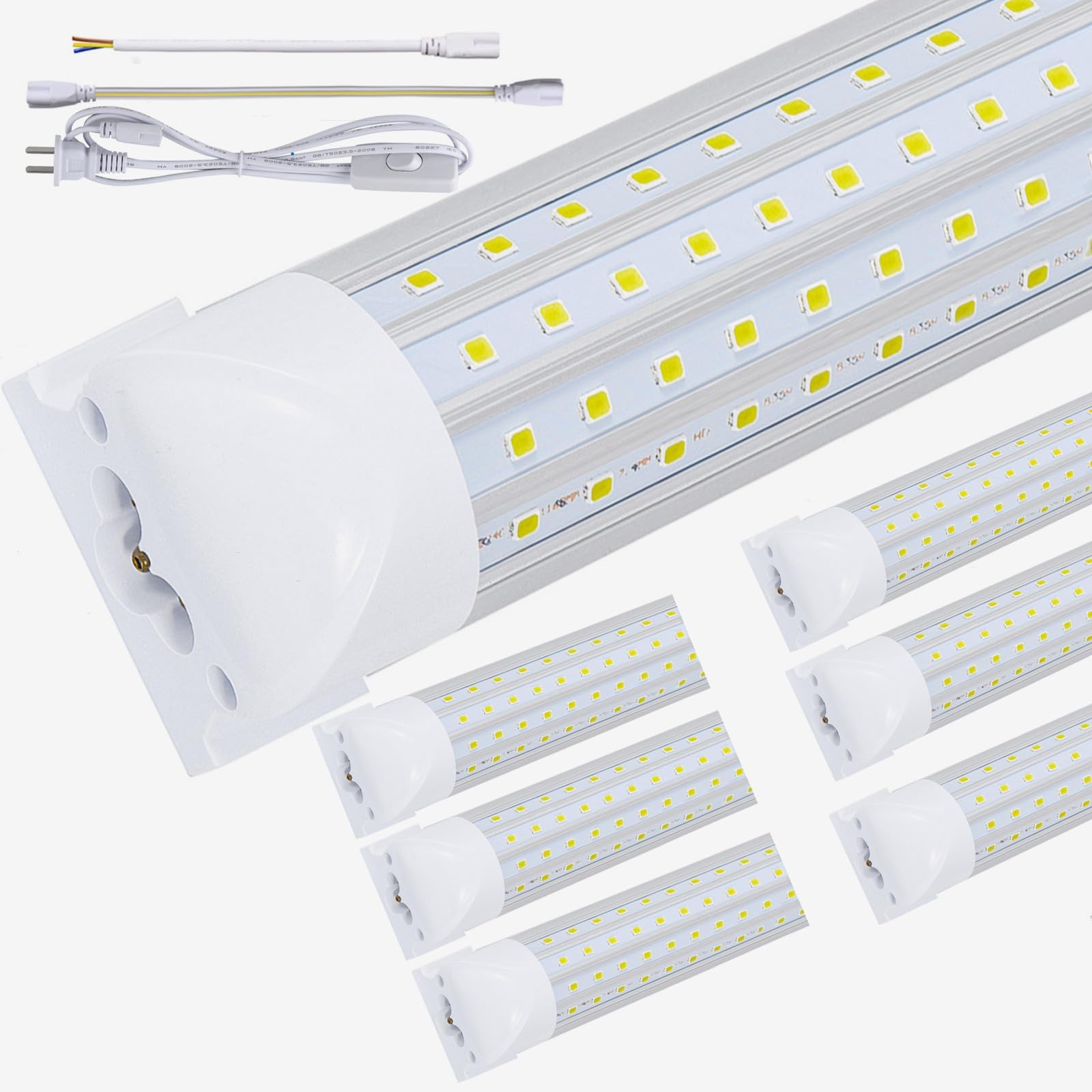 FTUBET(6-Pack), 8FT LED Shop Light, Super Bright 120W Shop Lights, 18800LM 5000K 8 Foot Led Lights, Linkable 96" Shop Lights Lighting for Garage with Plug, U Shape T8 8' Led Light Fixtures