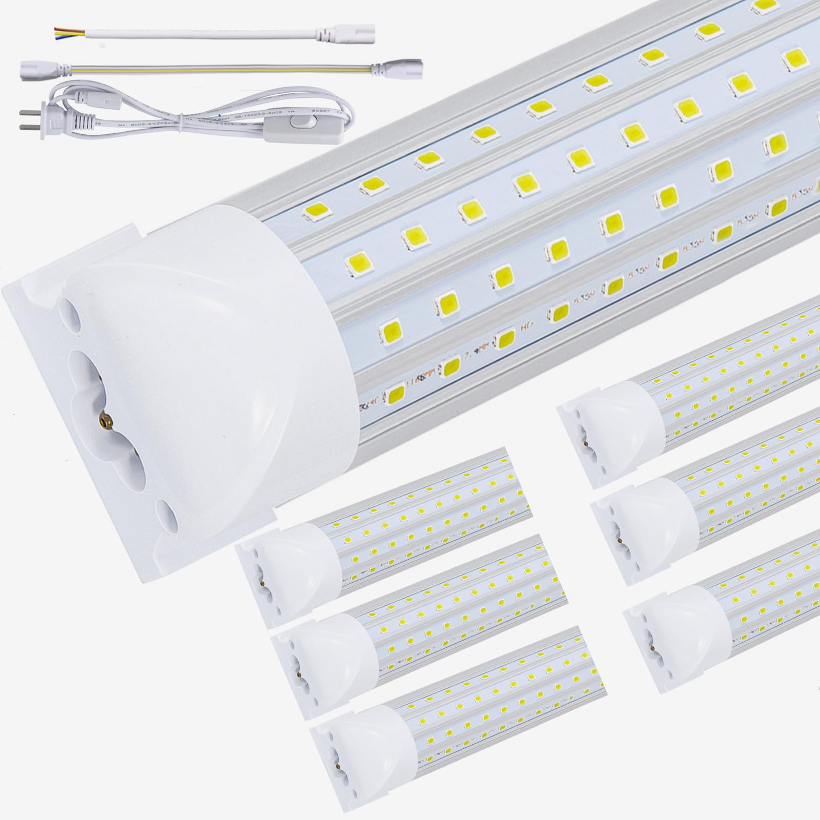 FTUBET(6-Pack), 8FT LED Shop Light, Super Bright 120W Shop Lights, 18800LM 5000K 8 Foot Led Lights, Linkable 96" Shop Lights Lighting for Garage with Plug, U Shape T8 8' Led Light Fixtures