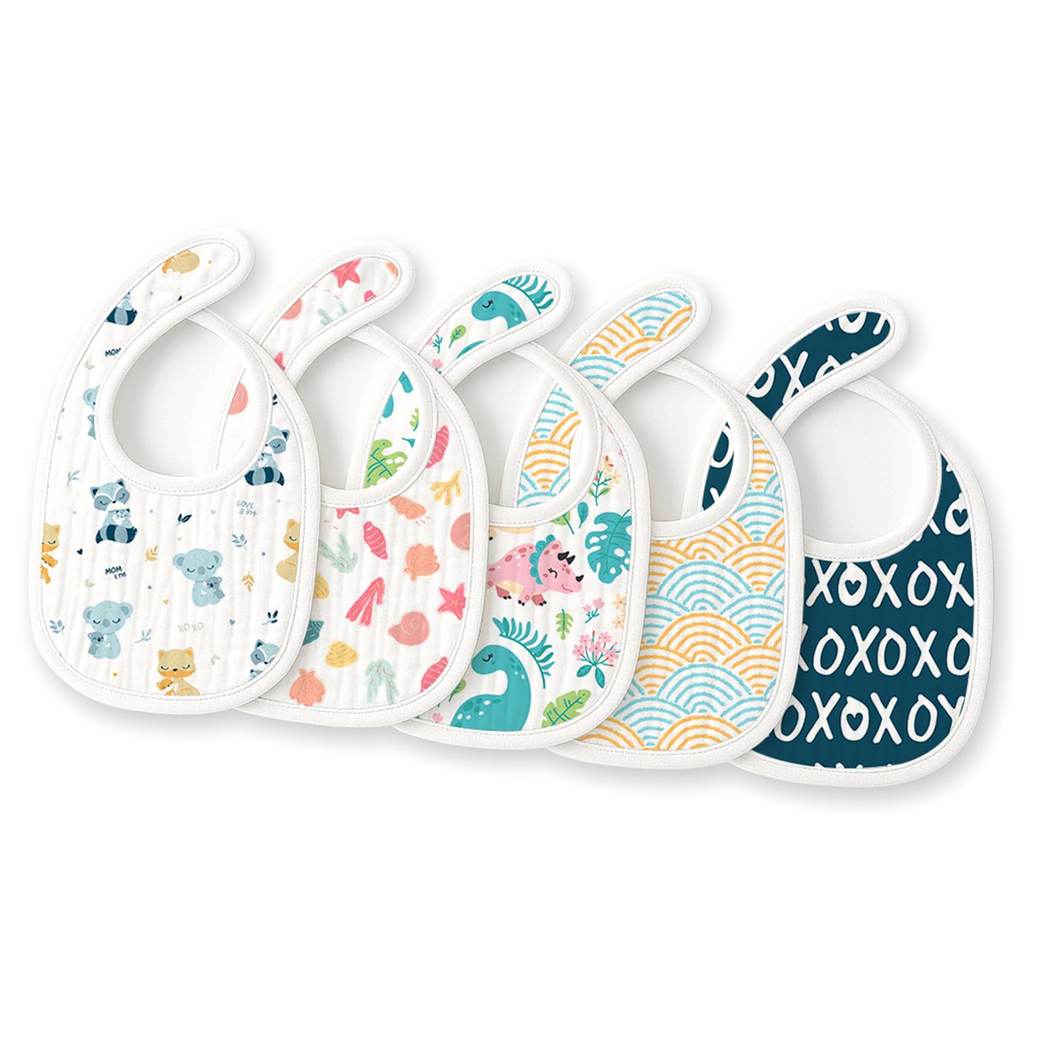 TIDY SLEEP Muslin Pure Cotton 3 Layer Baby Bibs, Ultra Soft Skin Friendly Pure Cotton Baby Bibs Assorted Colour