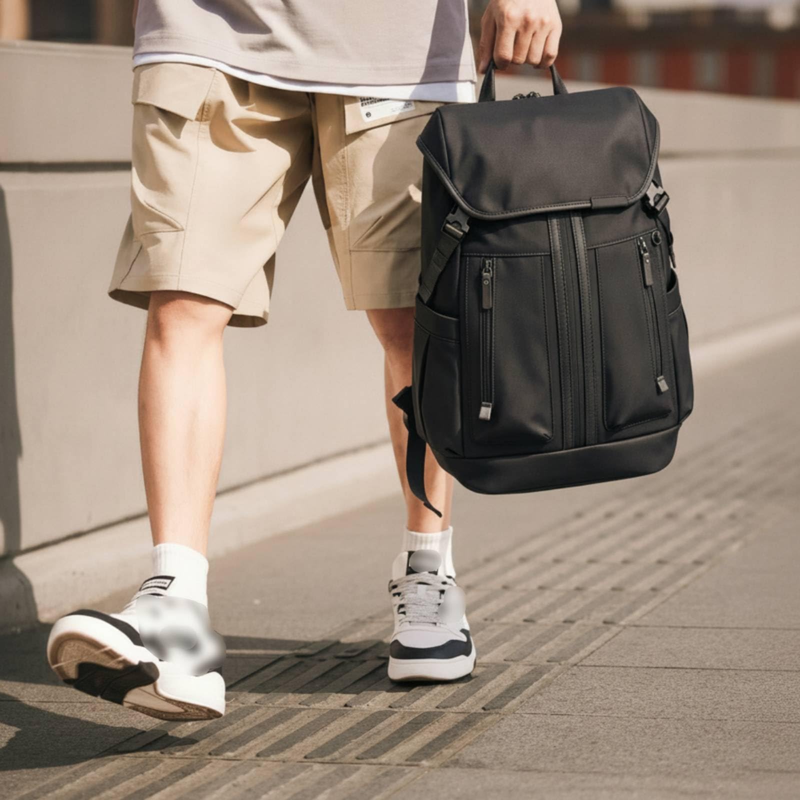 Zaino Porta Pc Organizzato Zaino con Tasche Laterali Multifunzionale Zainetto per Pendolari, Studenti, Lavoro, Università, Array, Bianco, 16 Pollici