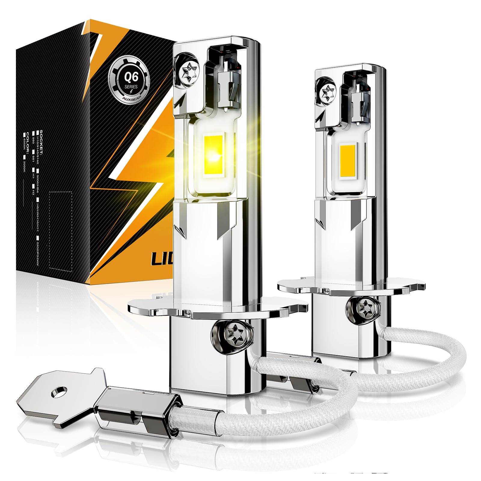 Auxbeam Q6 Series H3 Fog Lights Yellow Offroad Lights 12000LM