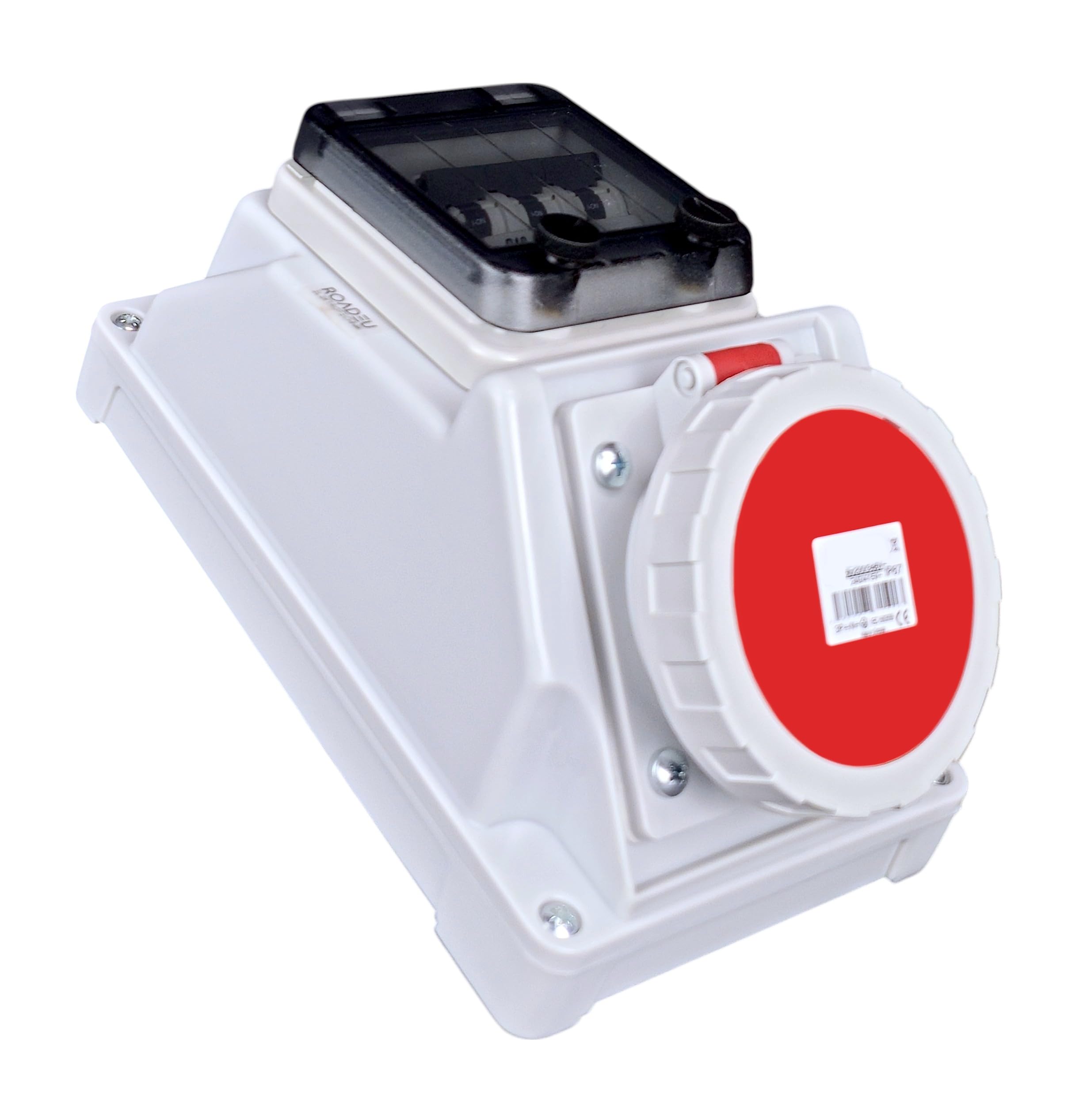 RoadEu – IP66 CEE 32A Wandsteckdose mit LS-Schalter – 400V 5-polig – Dreiphasige Außensteckdose – Wasserdicht & staubdicht – Ideal für Industrie & Außenbereiche