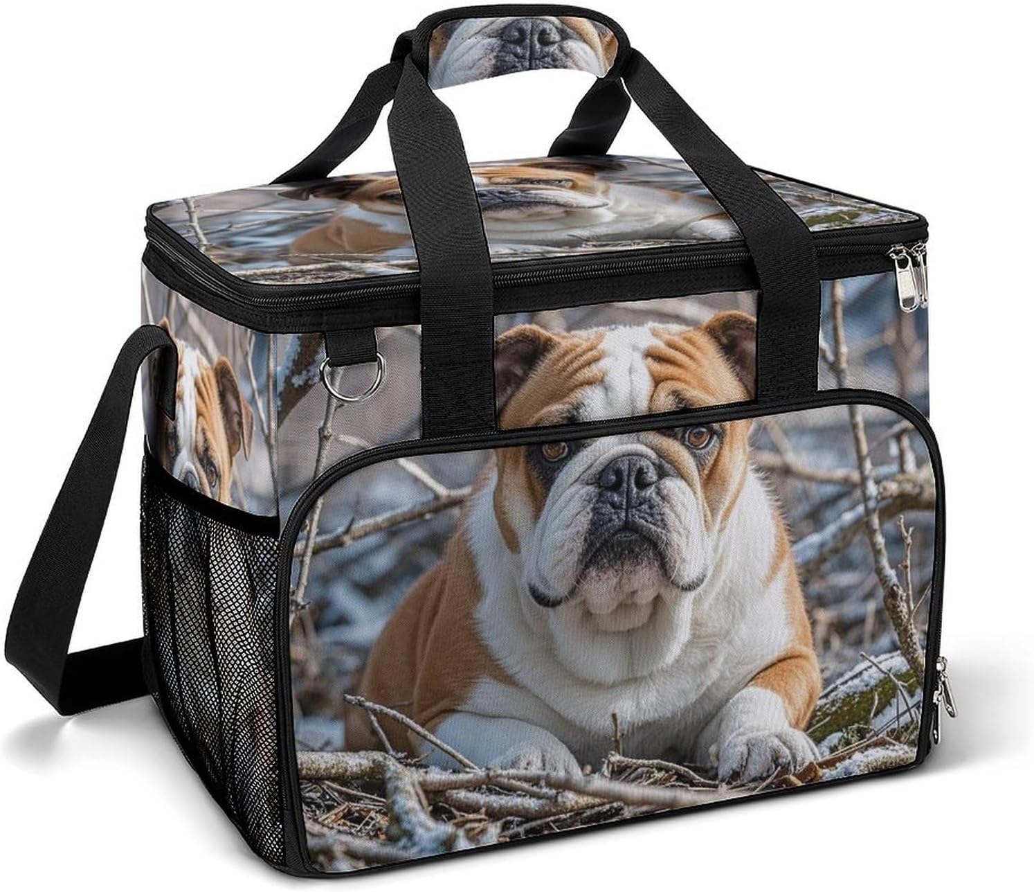 Insulated Picnic Backpack Tote Bag, Large Capacity 30L English Bulldogs Cooler Bag Leakproof Beach Bags Portable Lunch Box Waterproof Picnic Basket for Beach Camping BBQ