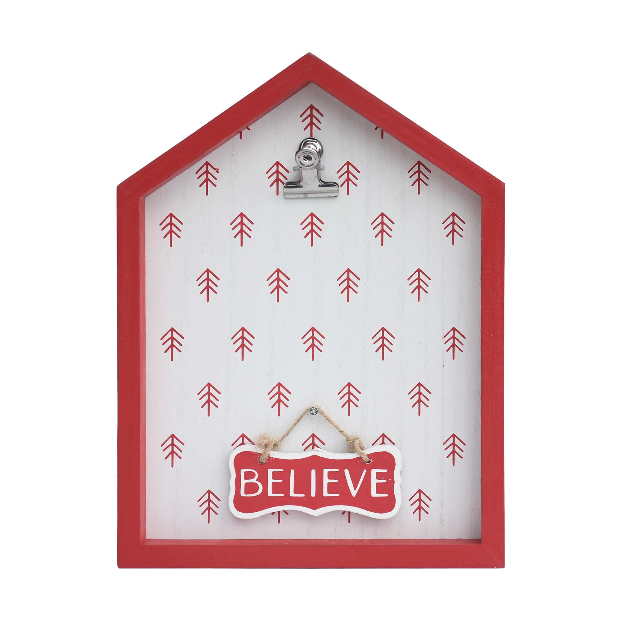 Paris Loft Christmas Photo Holder, Holiday Tabletop or Wall Decor, Wood Christmas Sign and Photo Holder, Noel/Believe, Photo Clip Sign, Red and White Holiday Decor