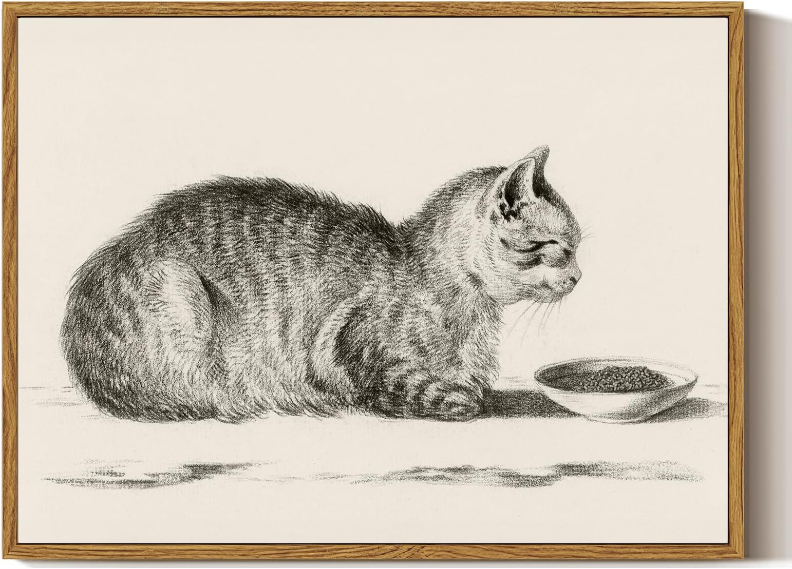 ARPEOTCY Vintage Framed Canvas Wall Art, Cute Cat Wall Art for Livingroom Bathroom Decor Pictures, Vintage Rustic Retro Prints for Bedroom Kitchen Home Decor Aesthetic(12x16 Inch)