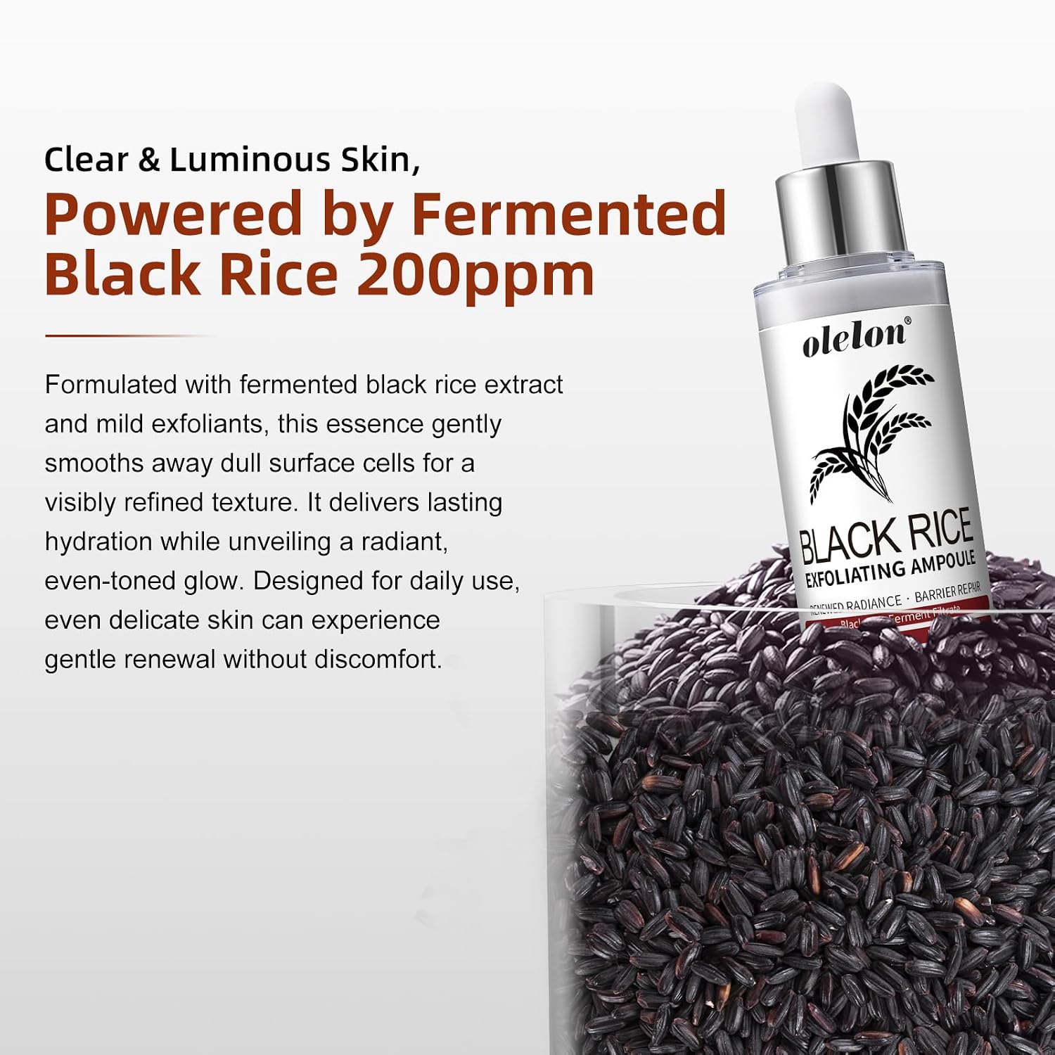 Black Rice Peeling Glow Ampoule - Upgrade Skin Peel & Hydration Shot for Face and Body, Exfoliating Serum for All Skin Types, 80ml
