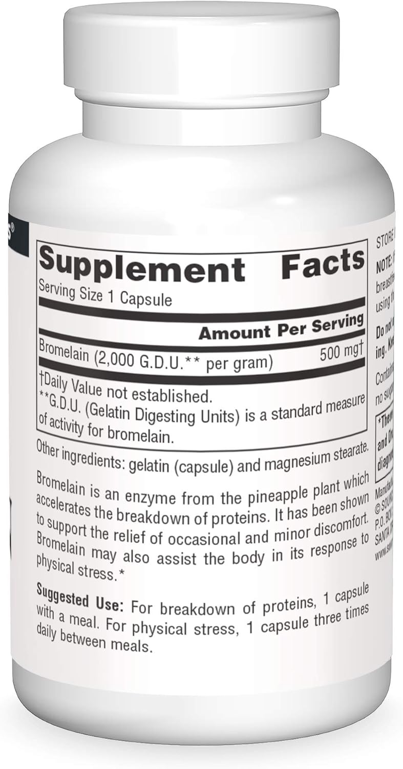 Source Naturals Bromelain 500 mg Pineapple Enzyme Caps, 60 ct : Health & Household